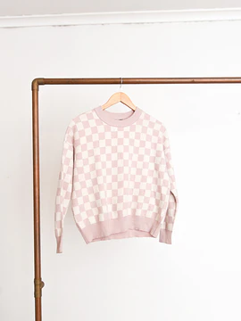 Chaleco pastel rosa cuadros