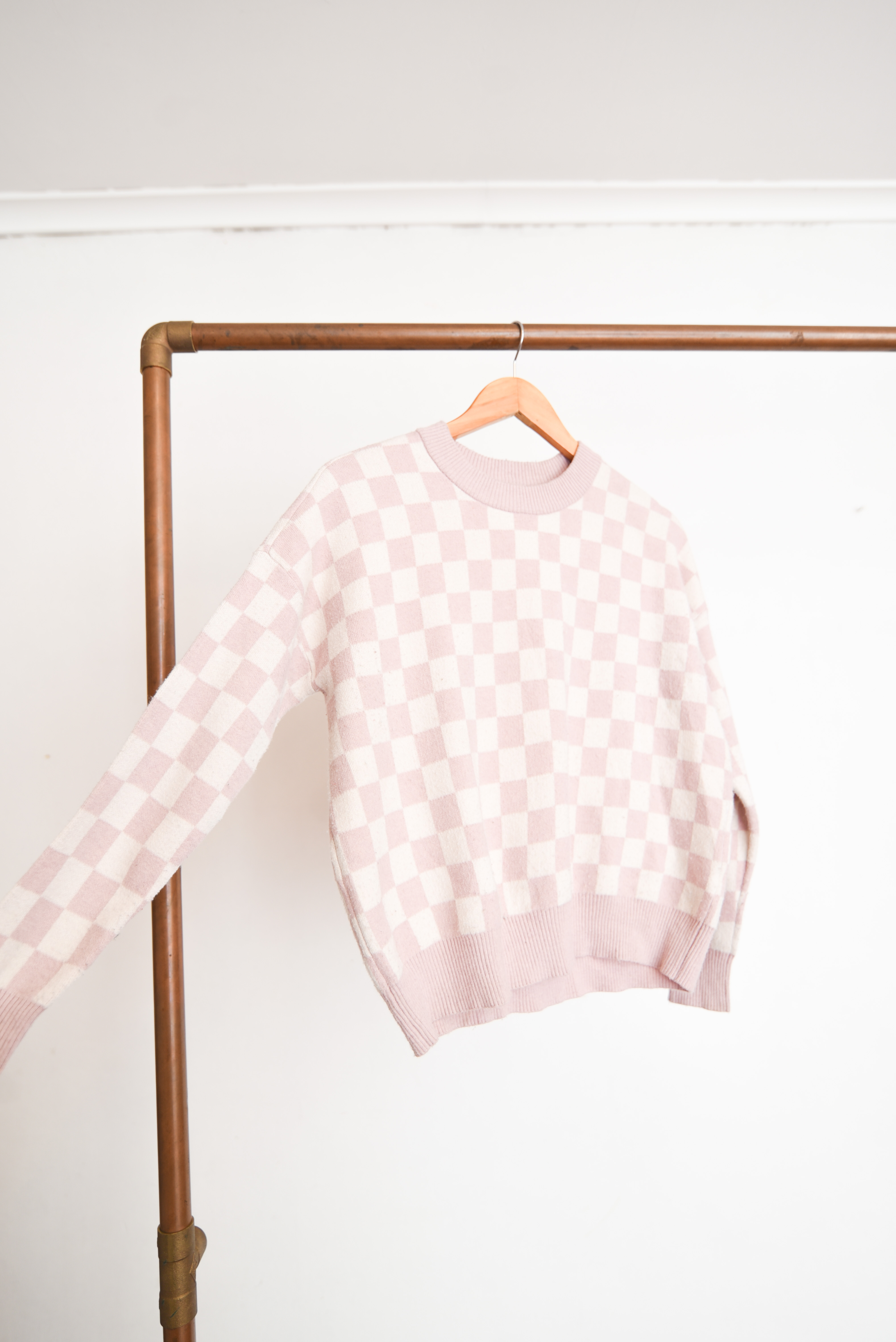 Chaleco pastel rosa cuadros