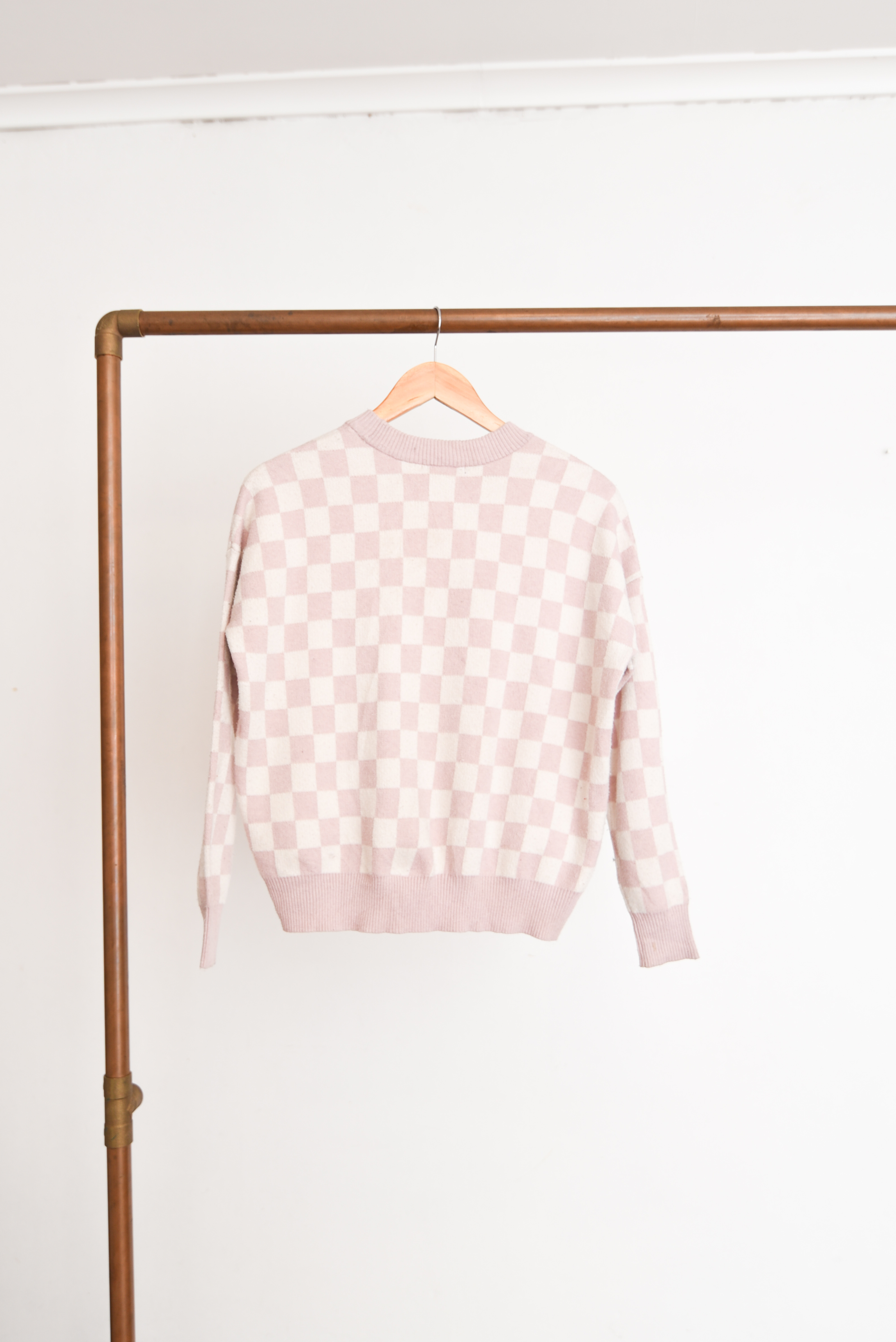 Chaleco pastel rosa cuadros
