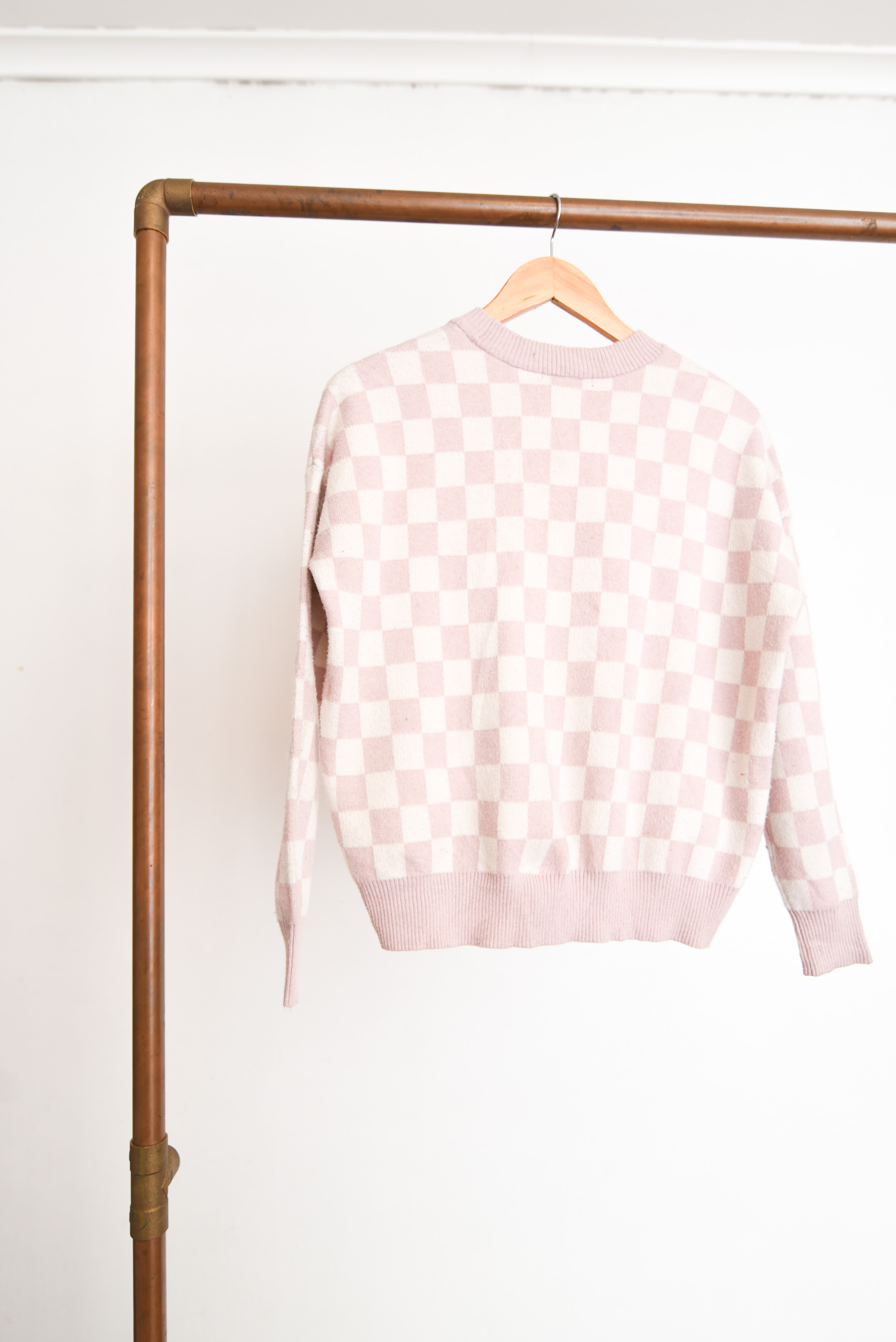 Chaleco pastel rosa cuadros