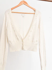 Cardigan marfil bordado