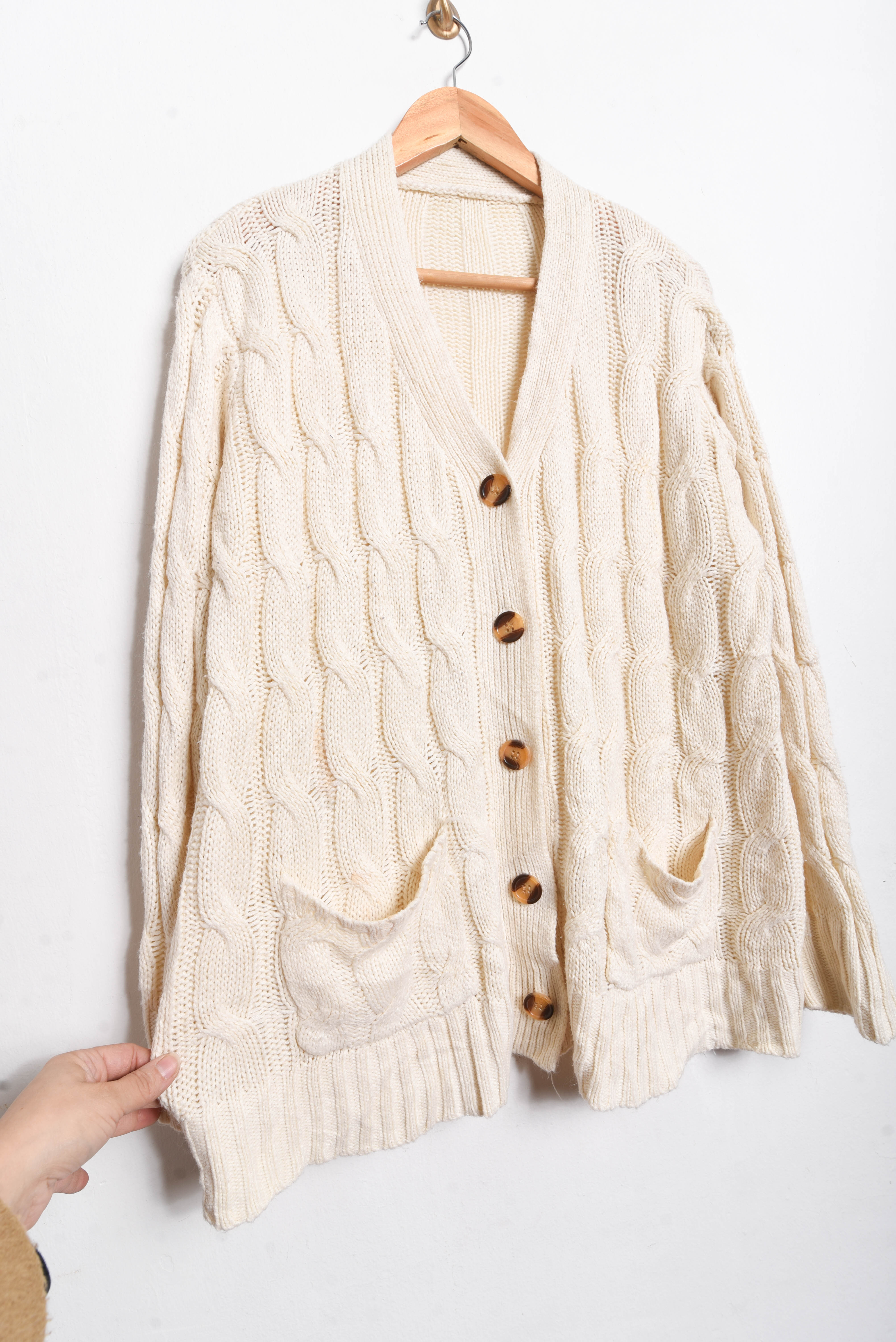 Cardigan marfil trenzado