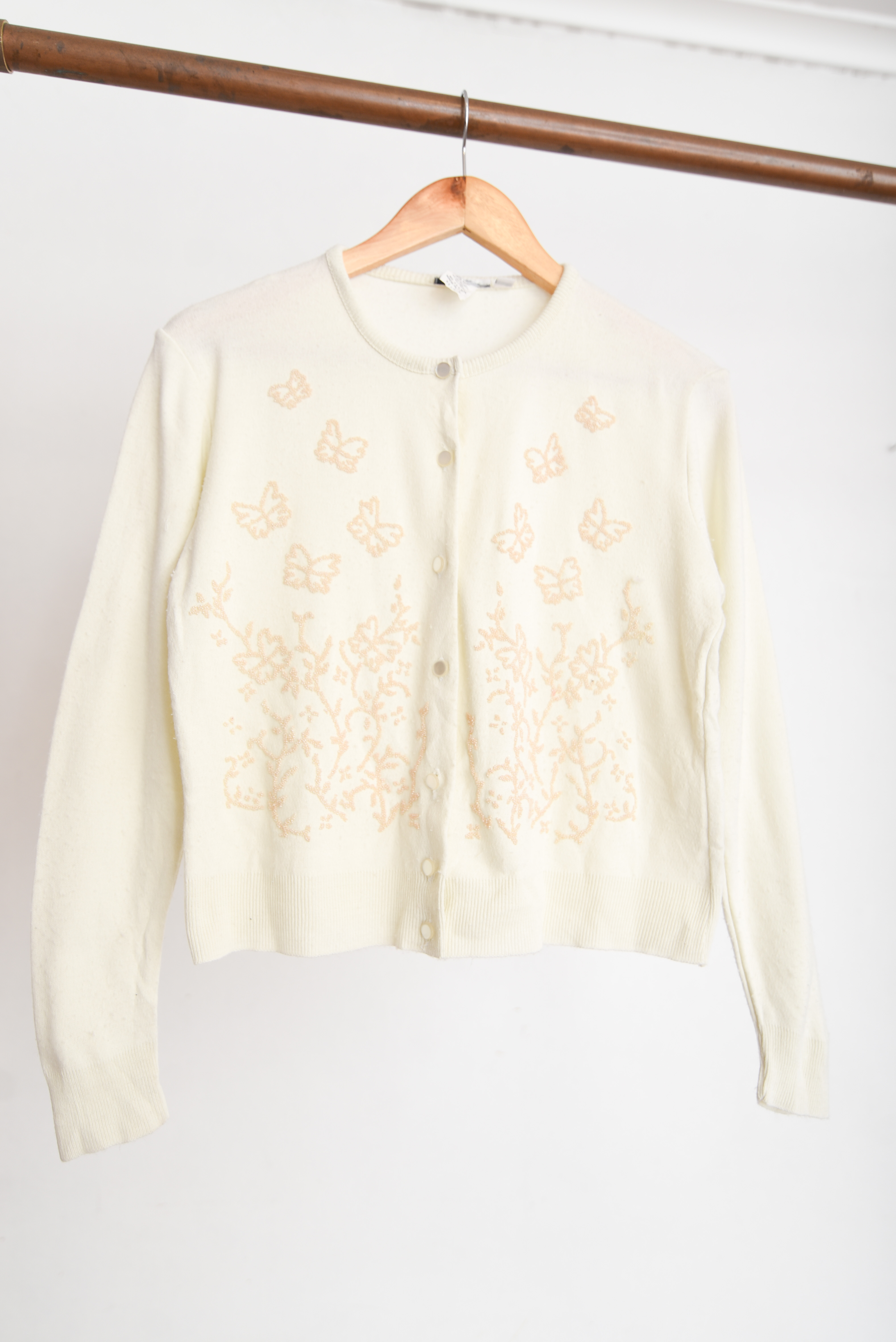 Cardigan marfil vintage bordado