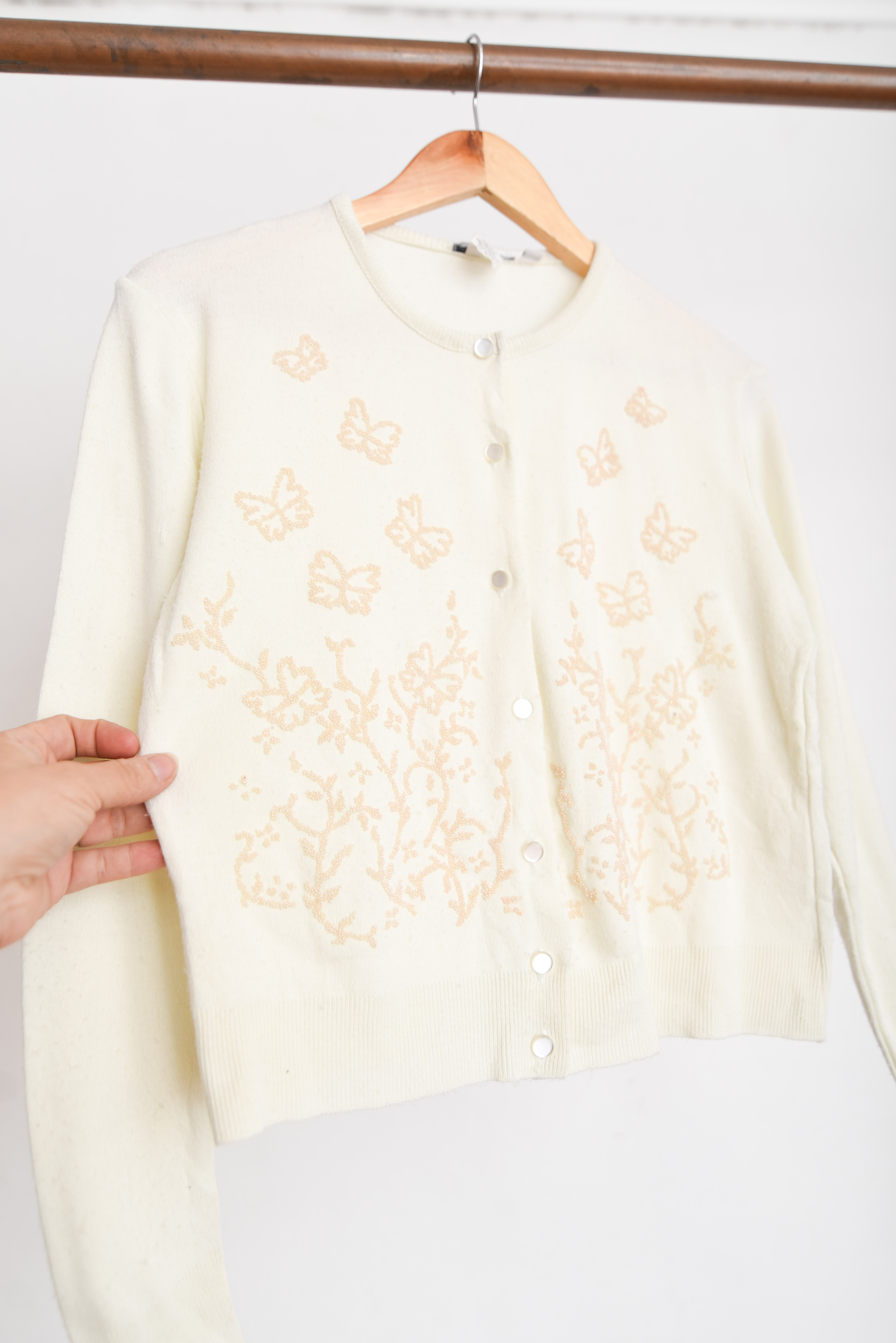 Cardigan marfil vintage bordado