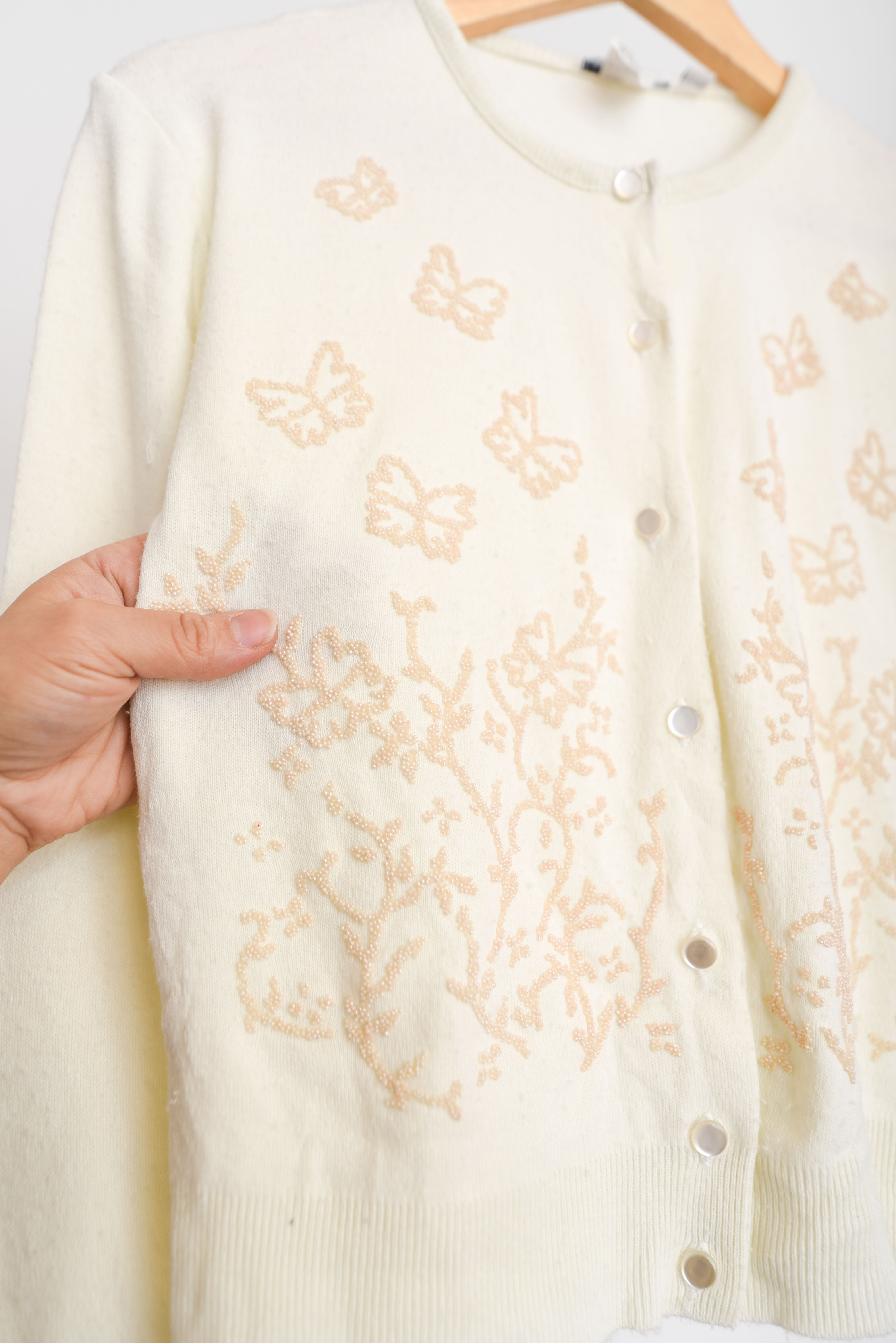 Cardigan marfil vintage bordado