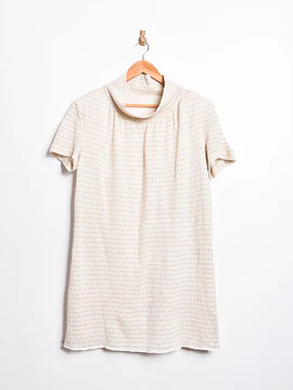 Vestido tejido vintage marfil brillos