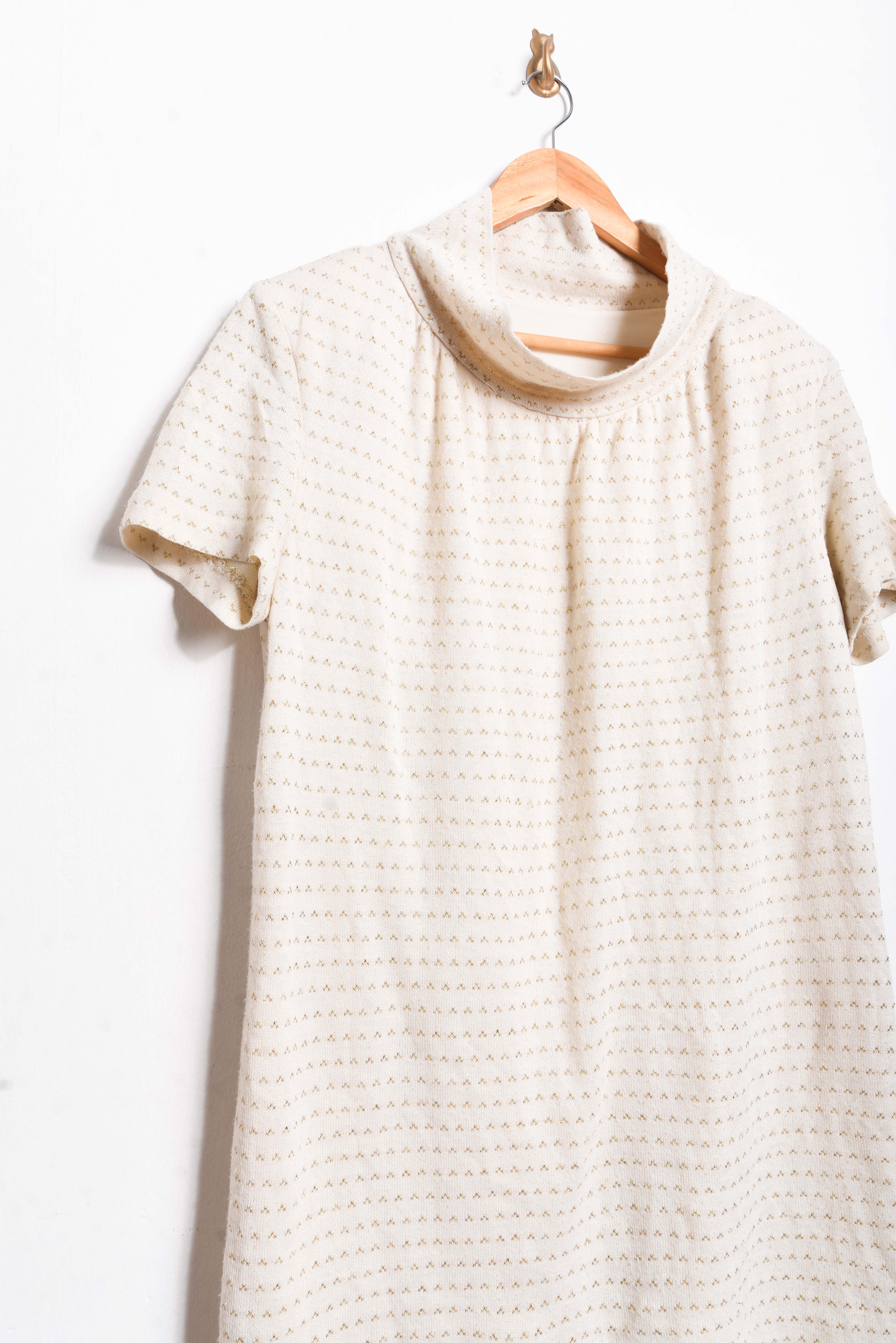 Vestido tejido vintage marfil brillos