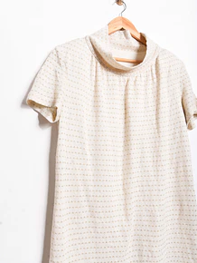 Vestido tejido vintage marfil brillos