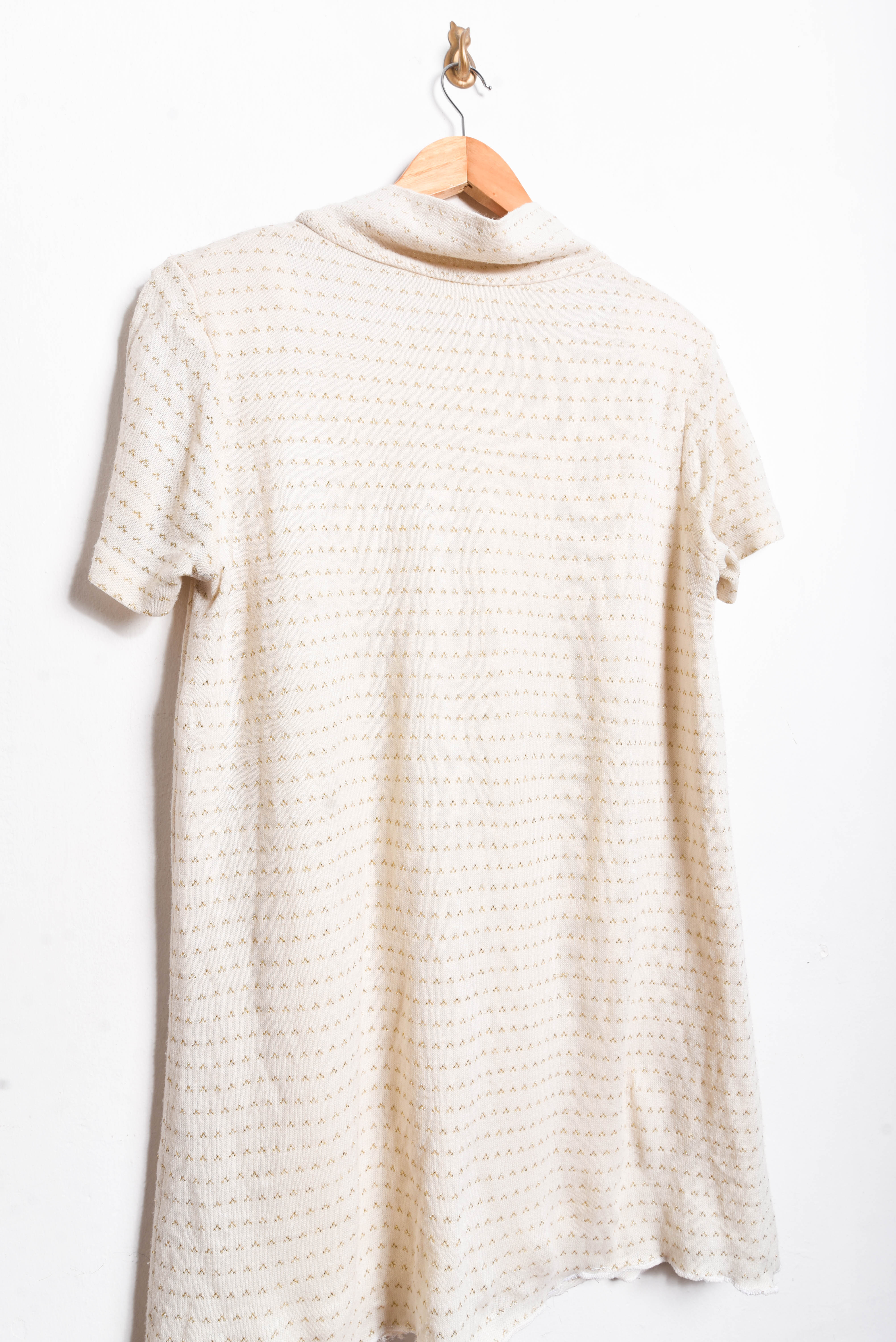 Vestido tejido vintage marfil brillos