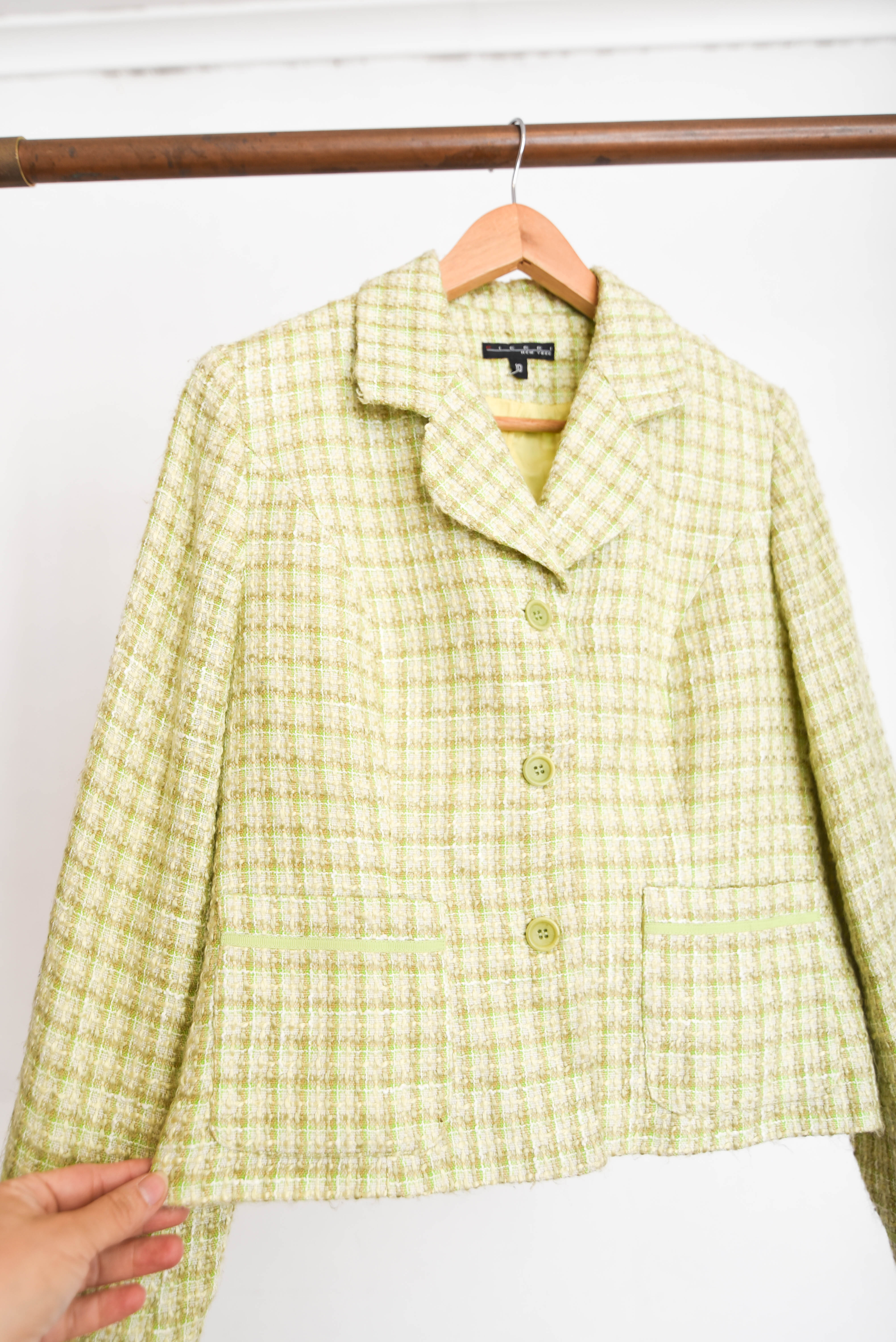 Blazer tweed verde pastel