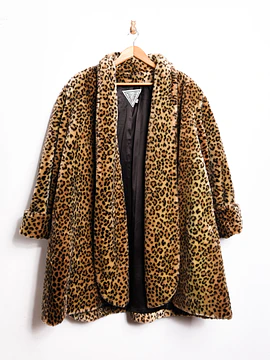 Abrigo faux fur animal print 80s by Vintage Cat