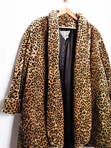 Abrigo faux fur animal print 80s by Vintage Cat