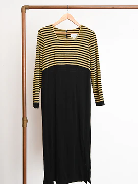 Maxi vestido rayado brillos 90s