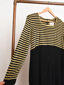 Maxi vestido rayado brillos 90s