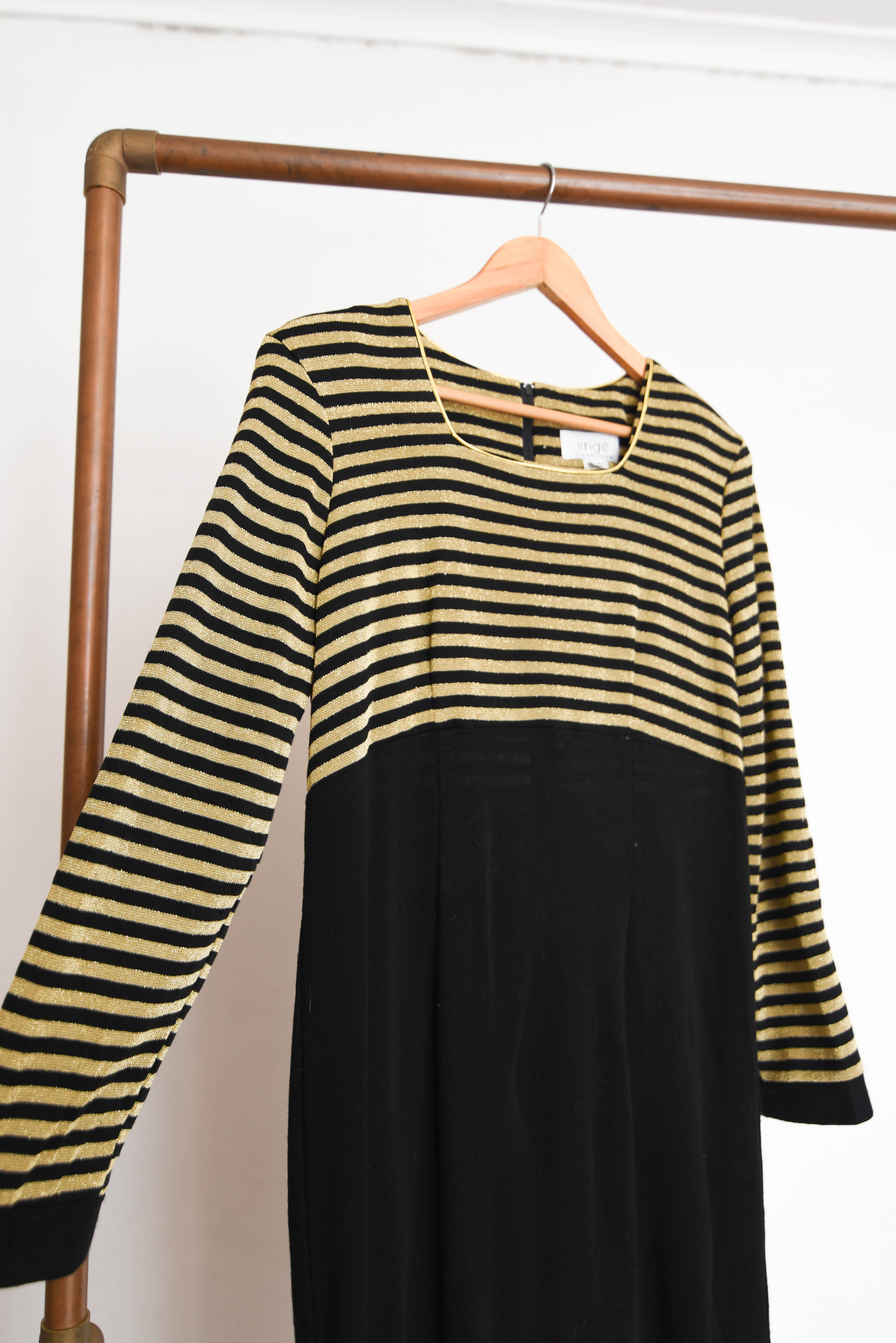 Maxi vestido rayado brillos 90s