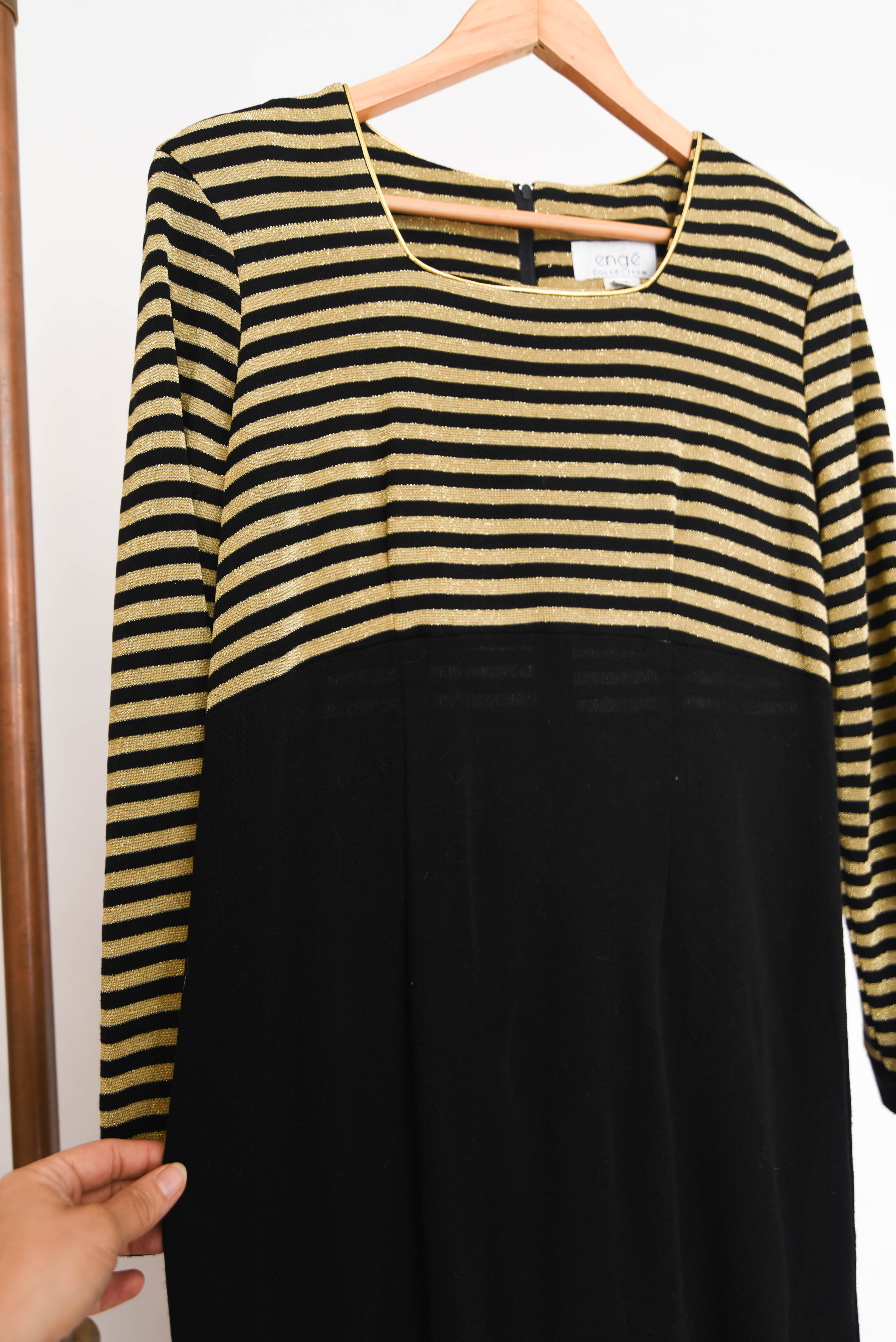 Maxi vestido rayado brillos 90s