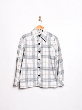 Camisa blanca tartán 70s