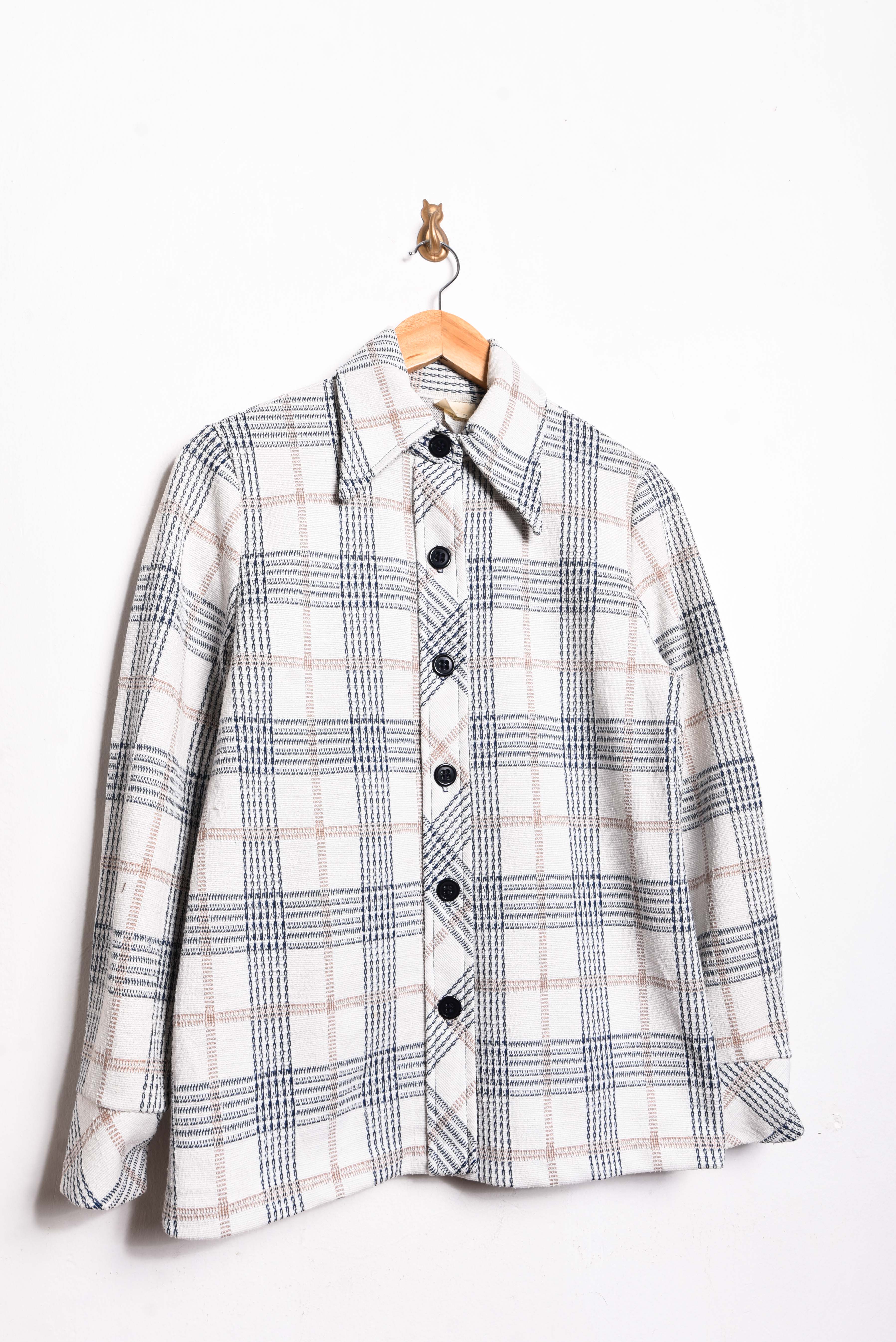 Camisa blanca tartán 70s