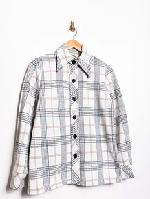 Camisa blanca tartán 70s