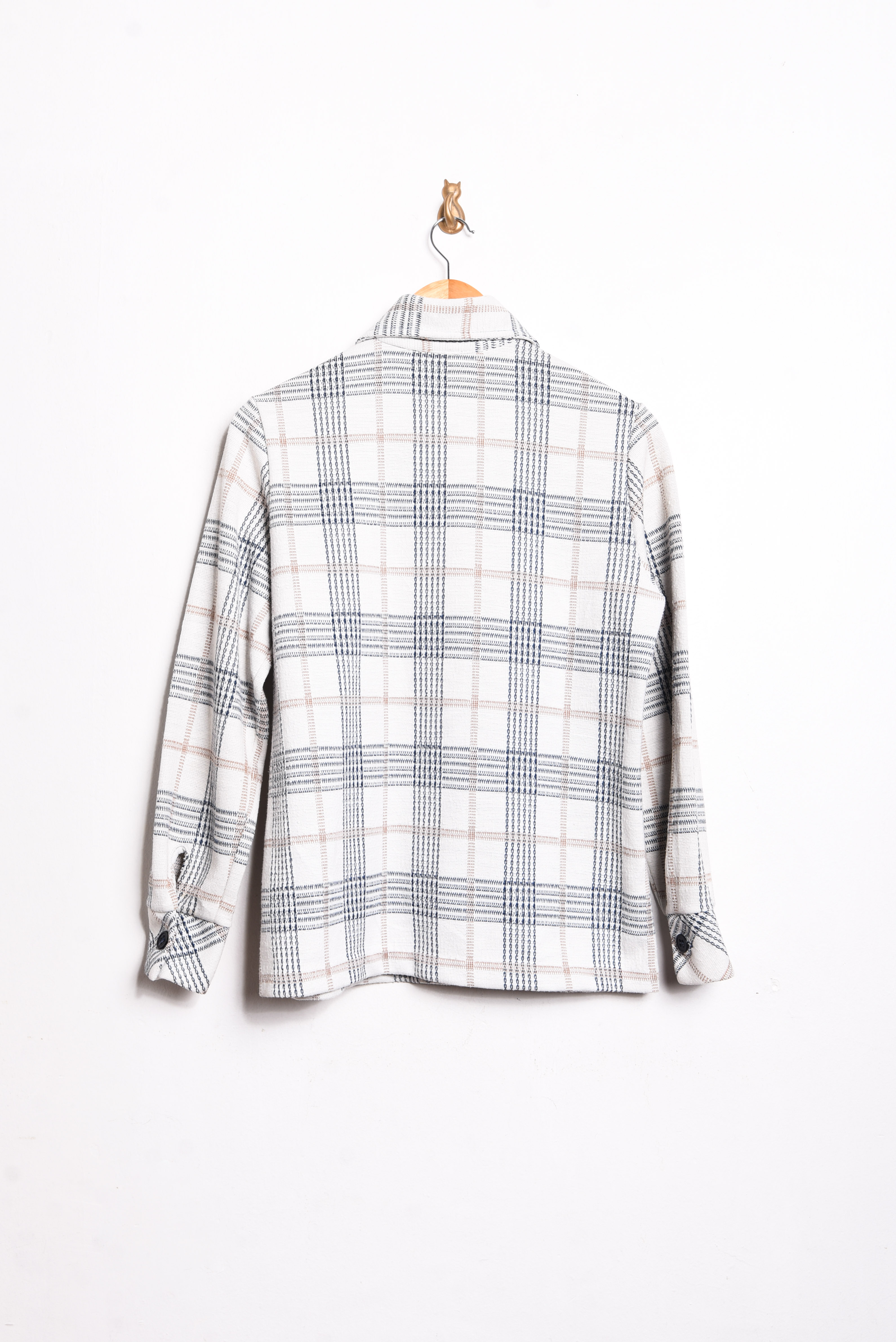 Camisa blanca tartán 70s