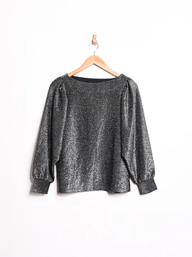 Top plateado brillos