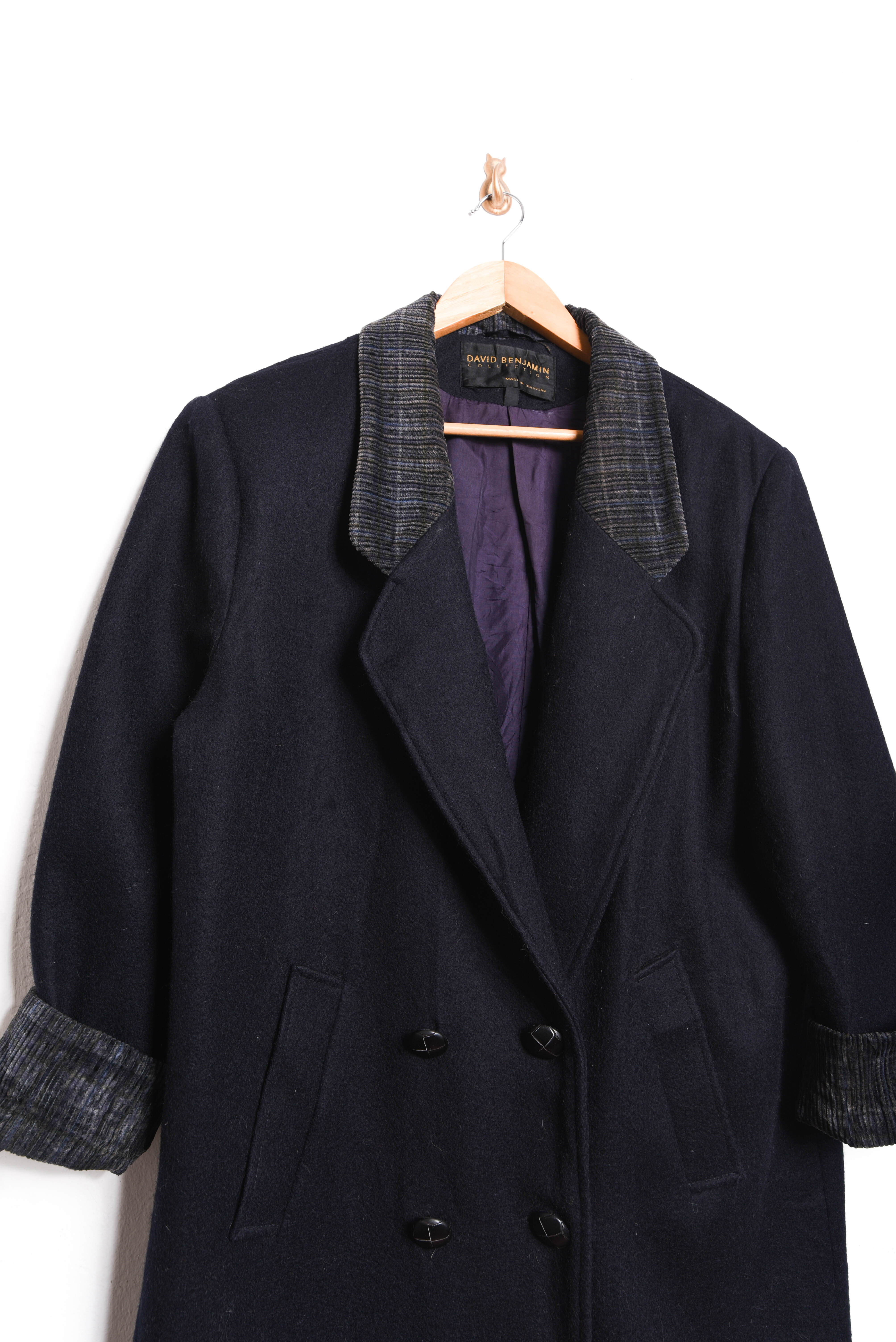 Abrigo lana navy y cotelé vintage