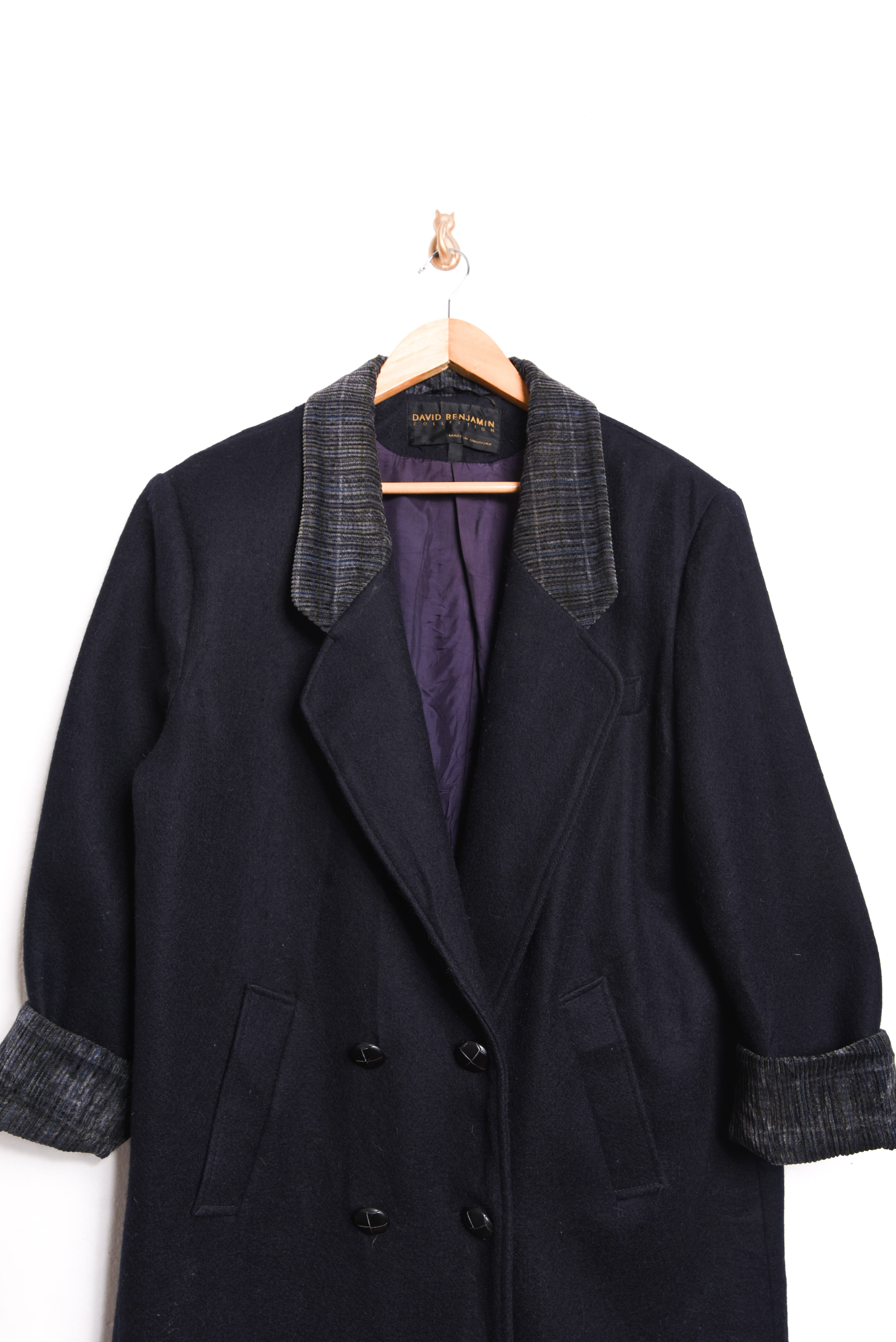 Abrigo lana navy y cotelé vintage