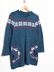 Vestido tejido azul piedra conejos