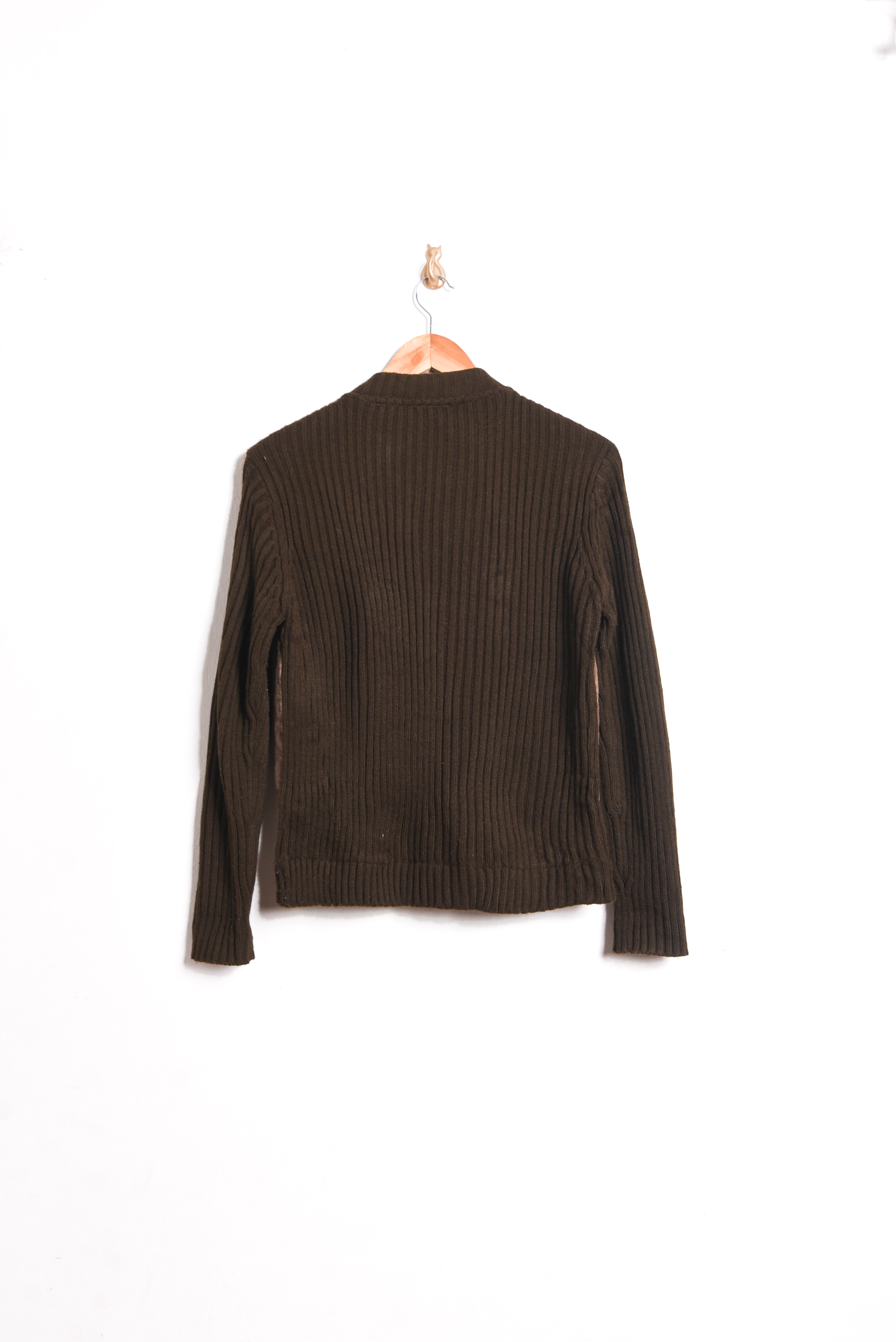 Chaqueta gamuza y tejido café vntg