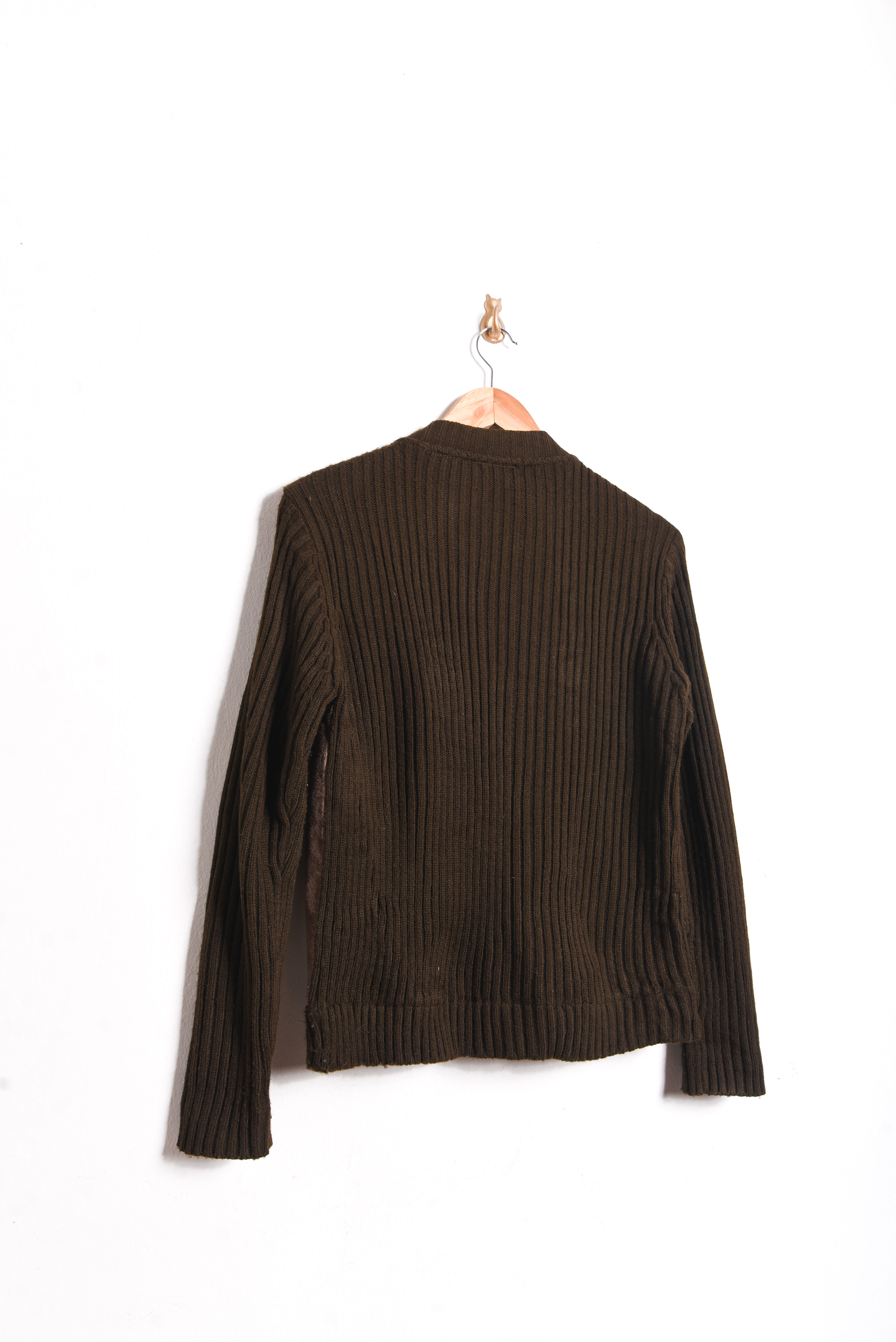 Chaqueta gamuza y tejido café vntg