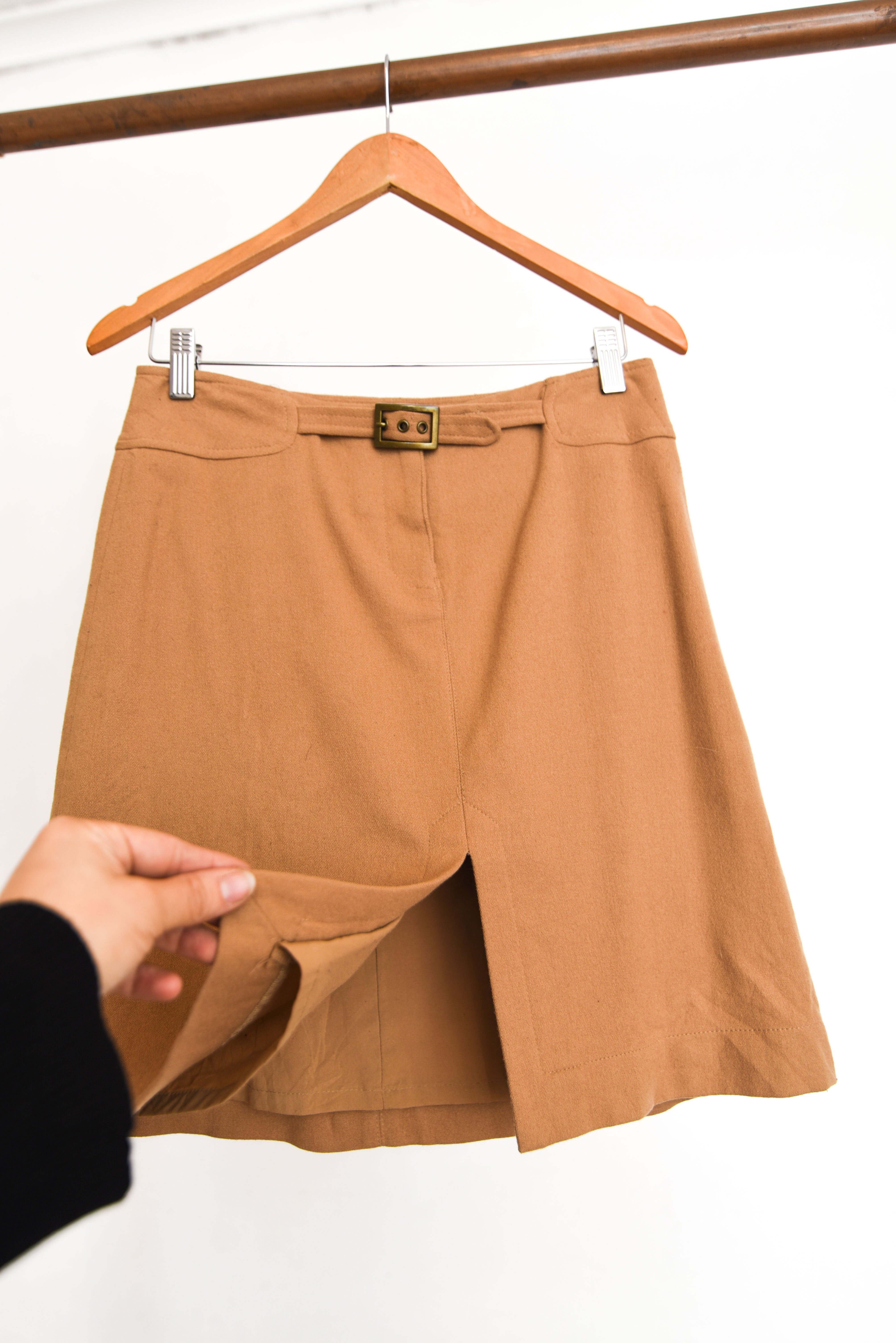 Falda lana camel vintage 90s