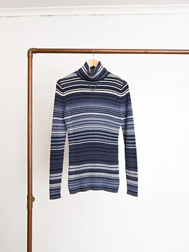 Turtleneck acanalado azul piedra rayado