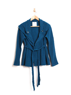 Chaqueta azul piedra lana merino