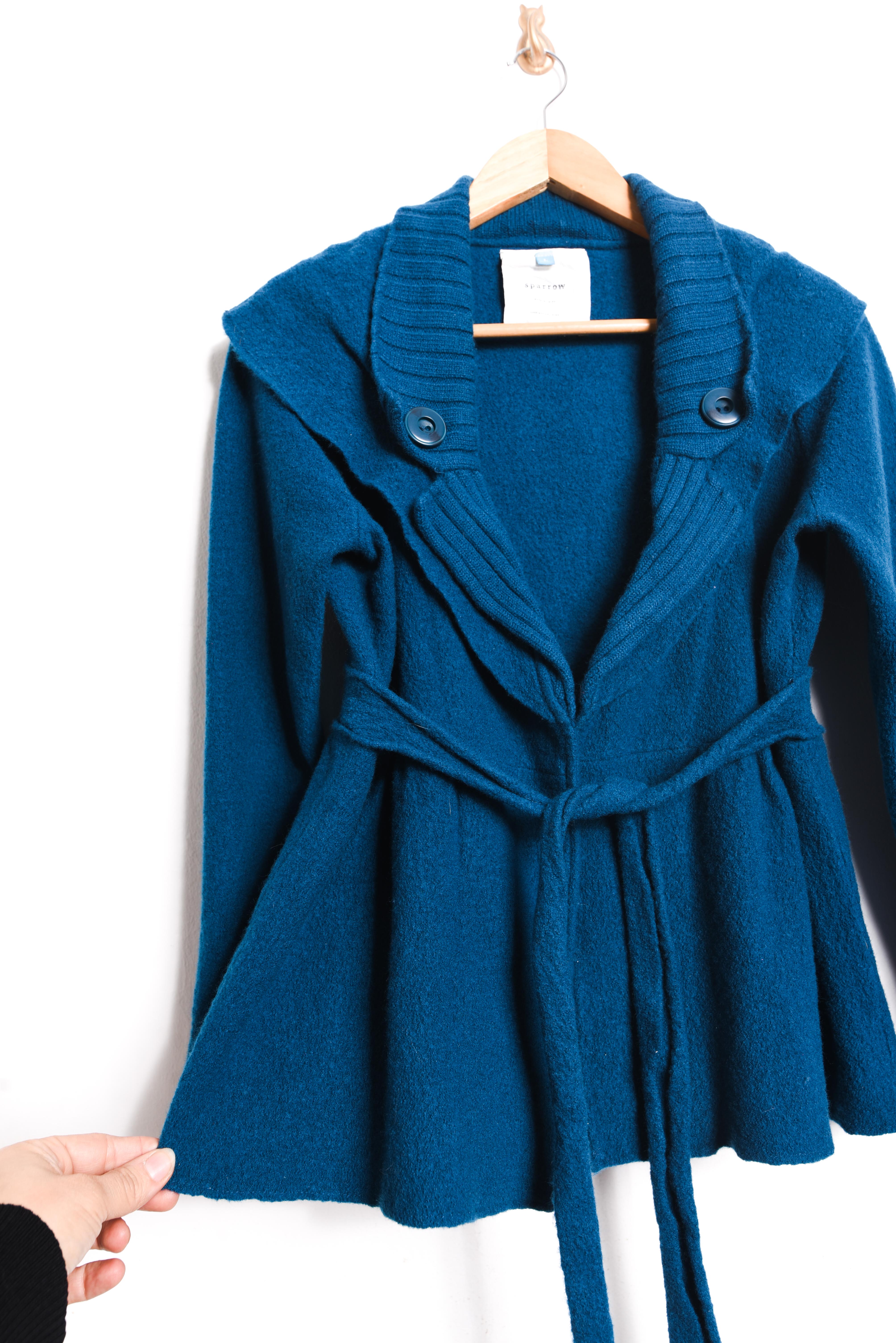 Chaqueta azul piedra lana merino