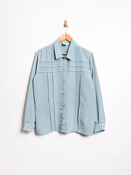 Blusa 90s pliegues verde agua