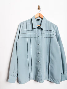 Blusa 90s pliegues verde agua