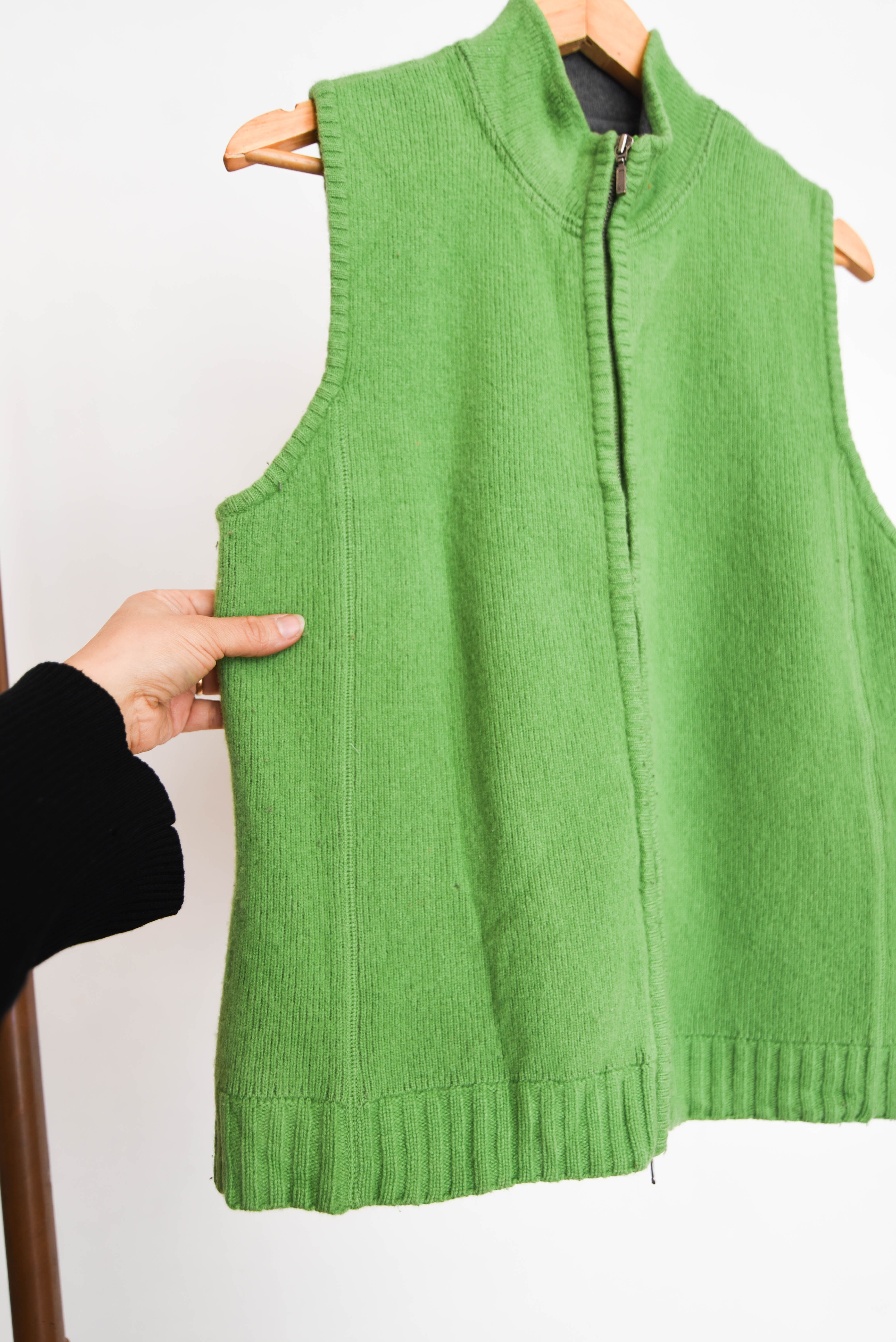 Sweater vest verde lana 90s