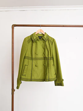 Chaqueta verde contraste lana
