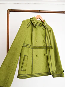 Chaqueta verde contraste lana