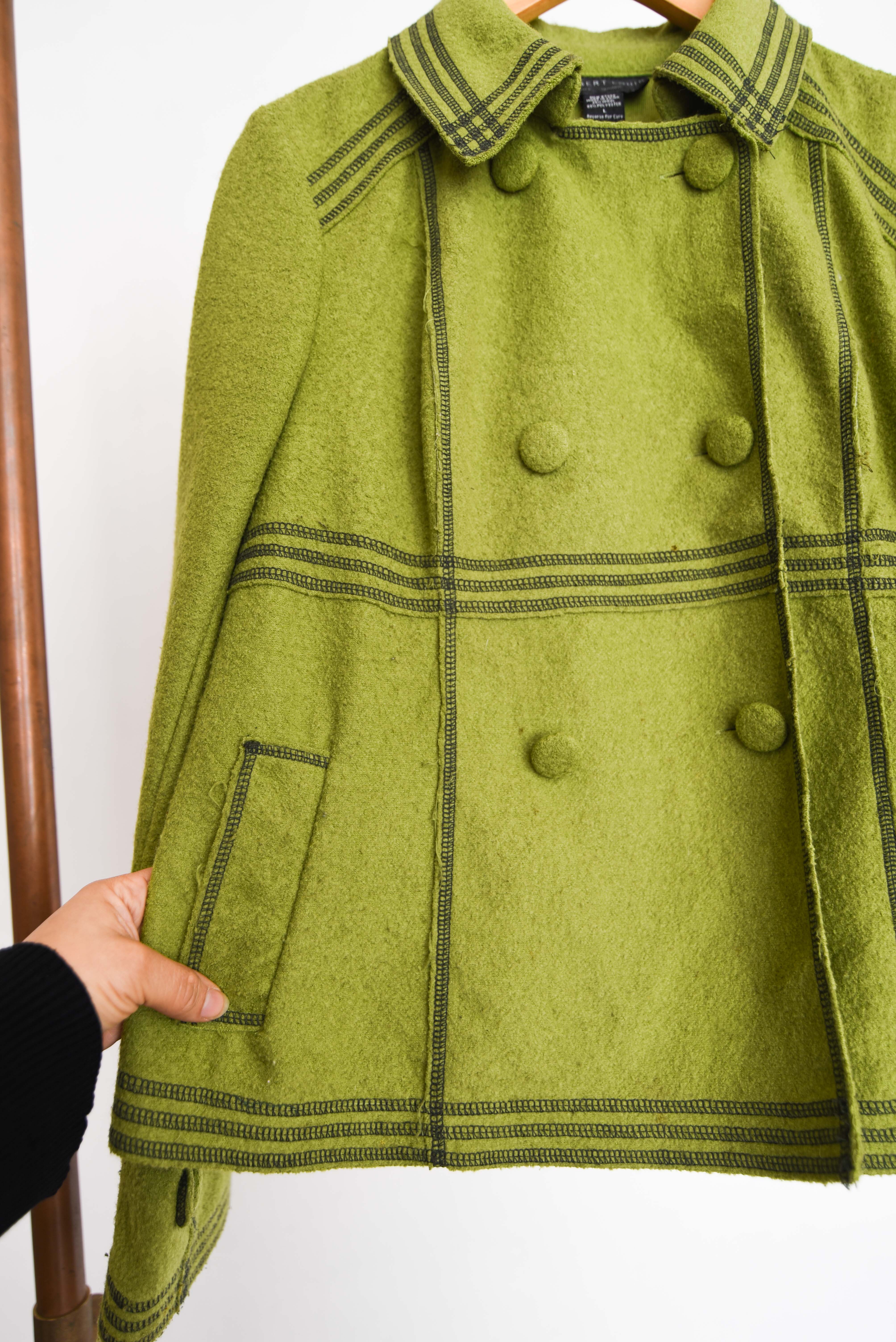 Chaqueta verde contraste lana