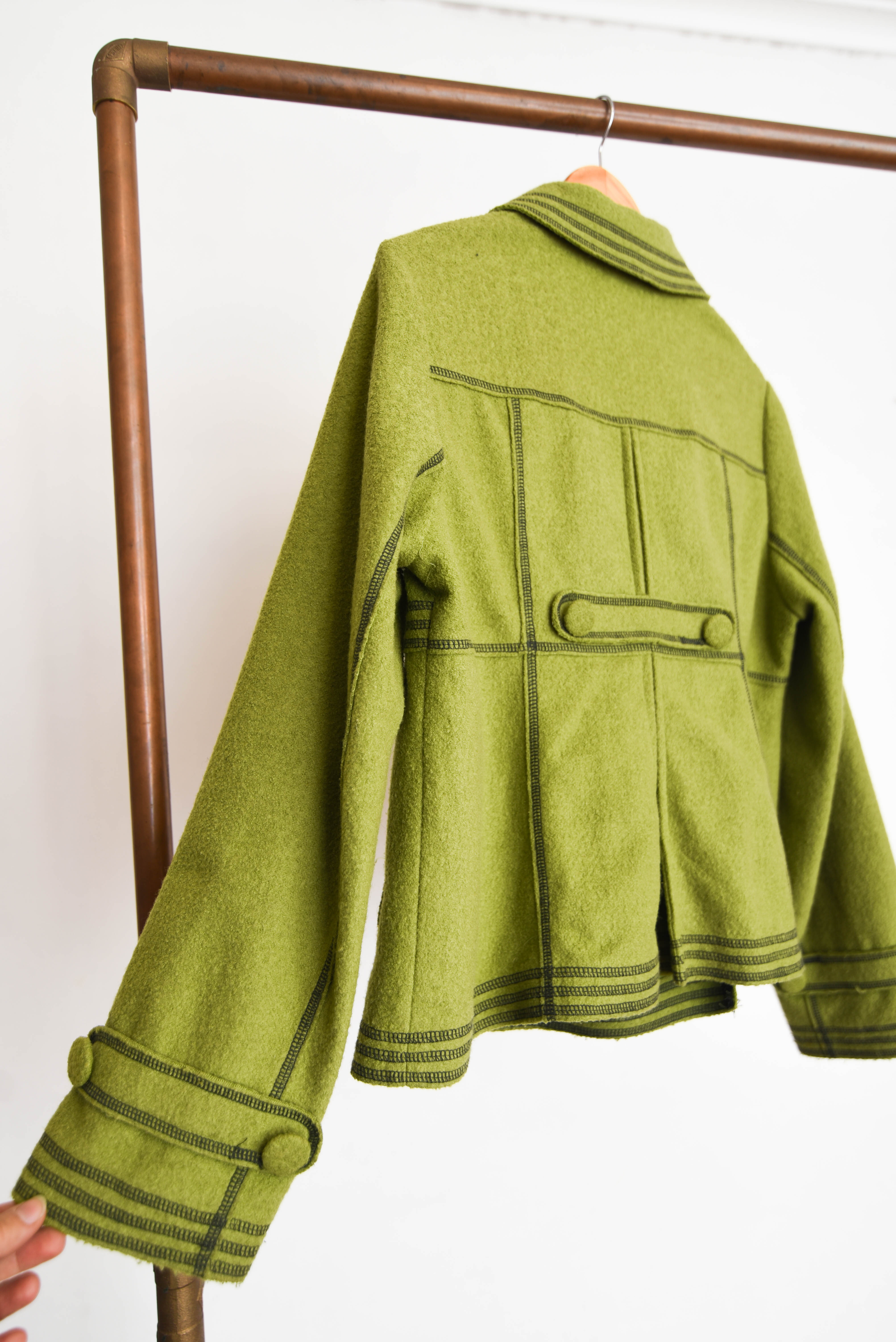 Chaqueta verde contraste lana