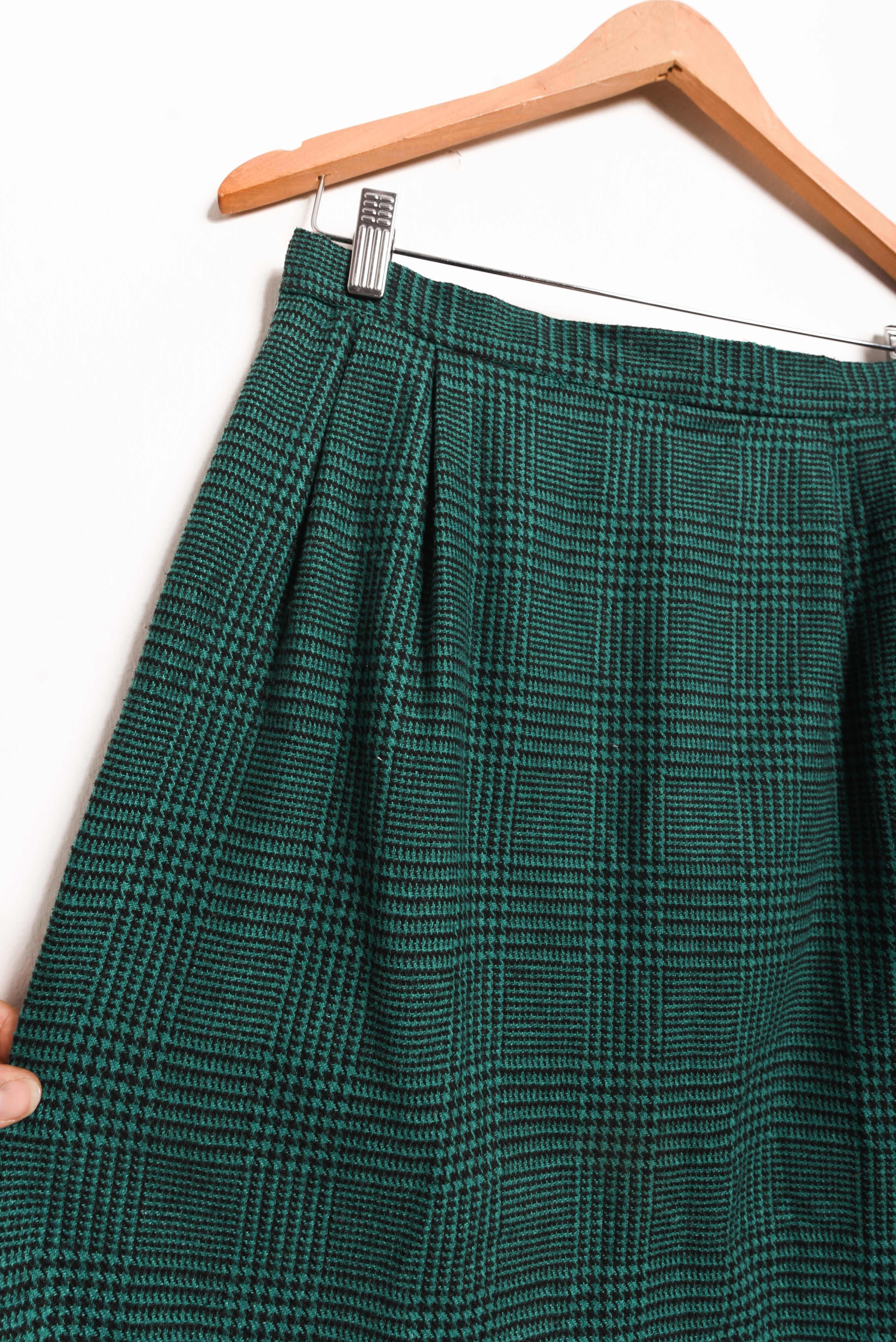 Falda vintage verde Principe de Gales
