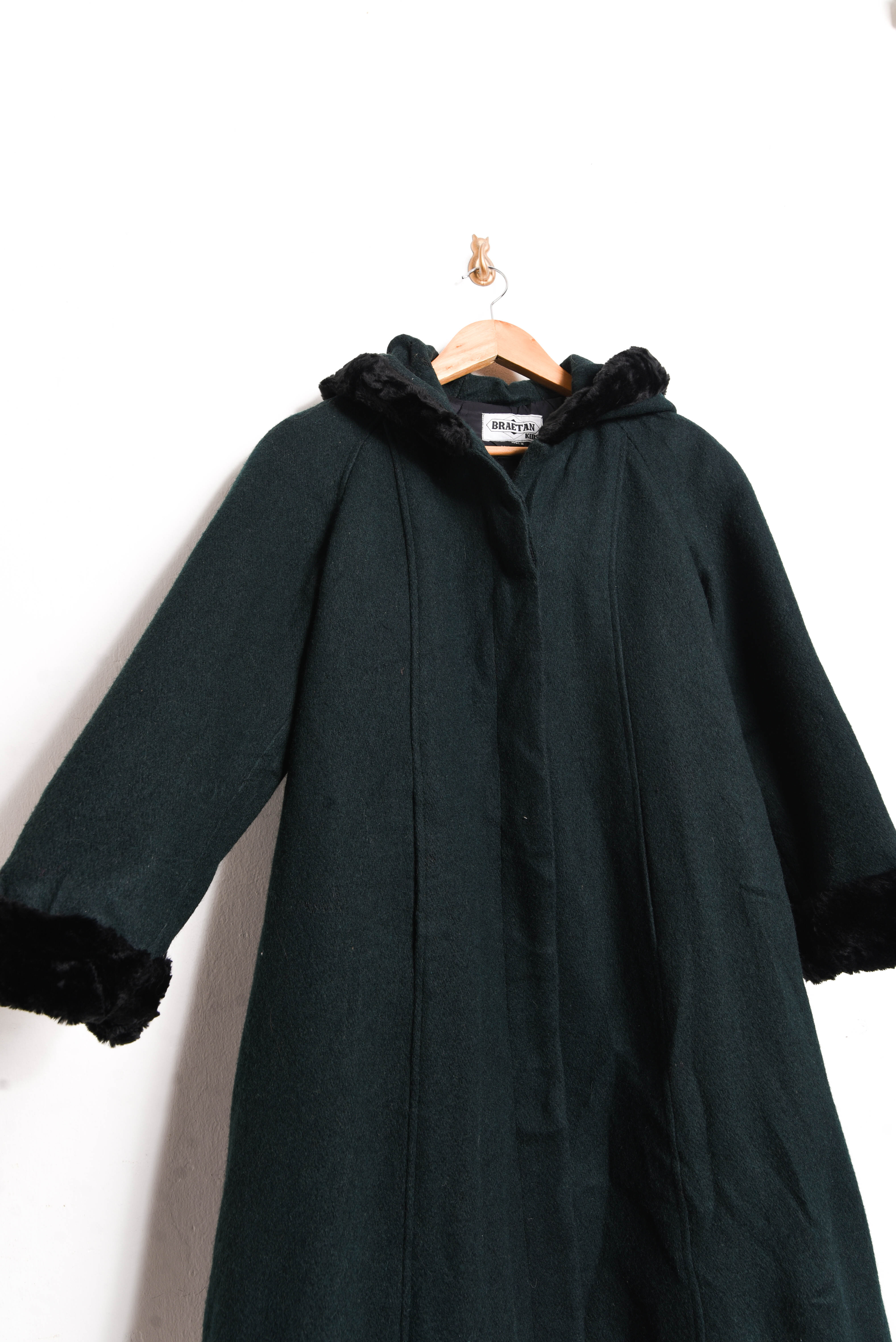 Abrigo vintage verde lana kids