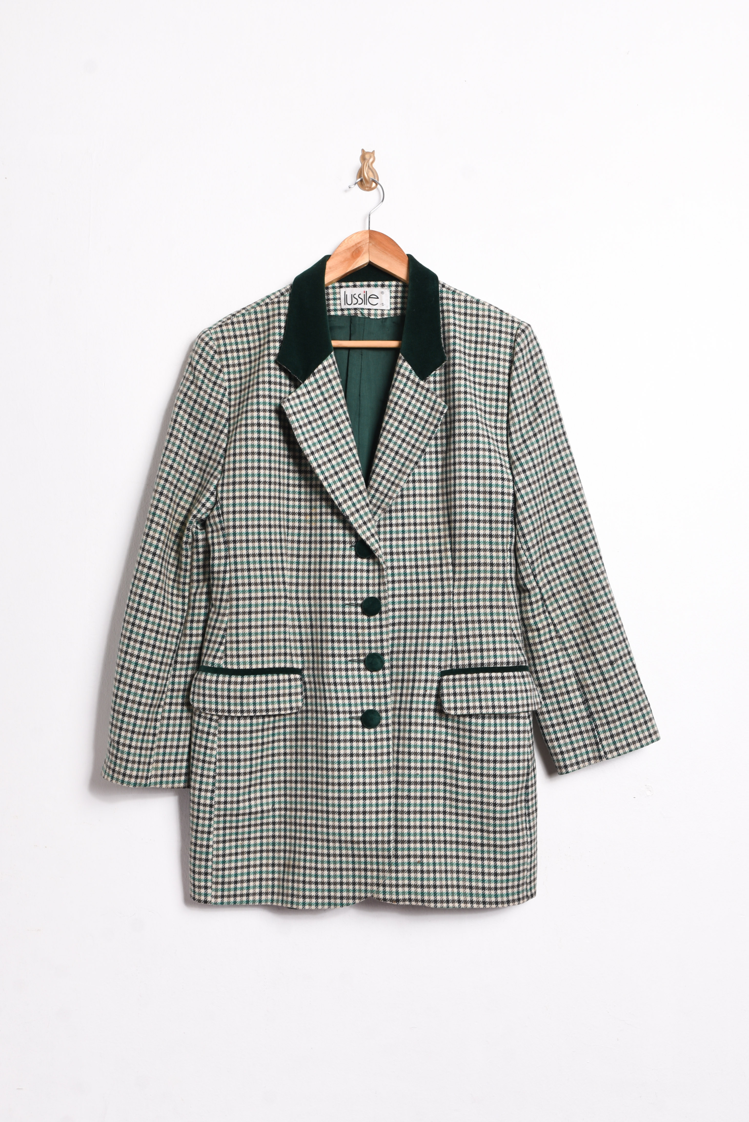Conjunto blazer + gillet vintage verde y velvet