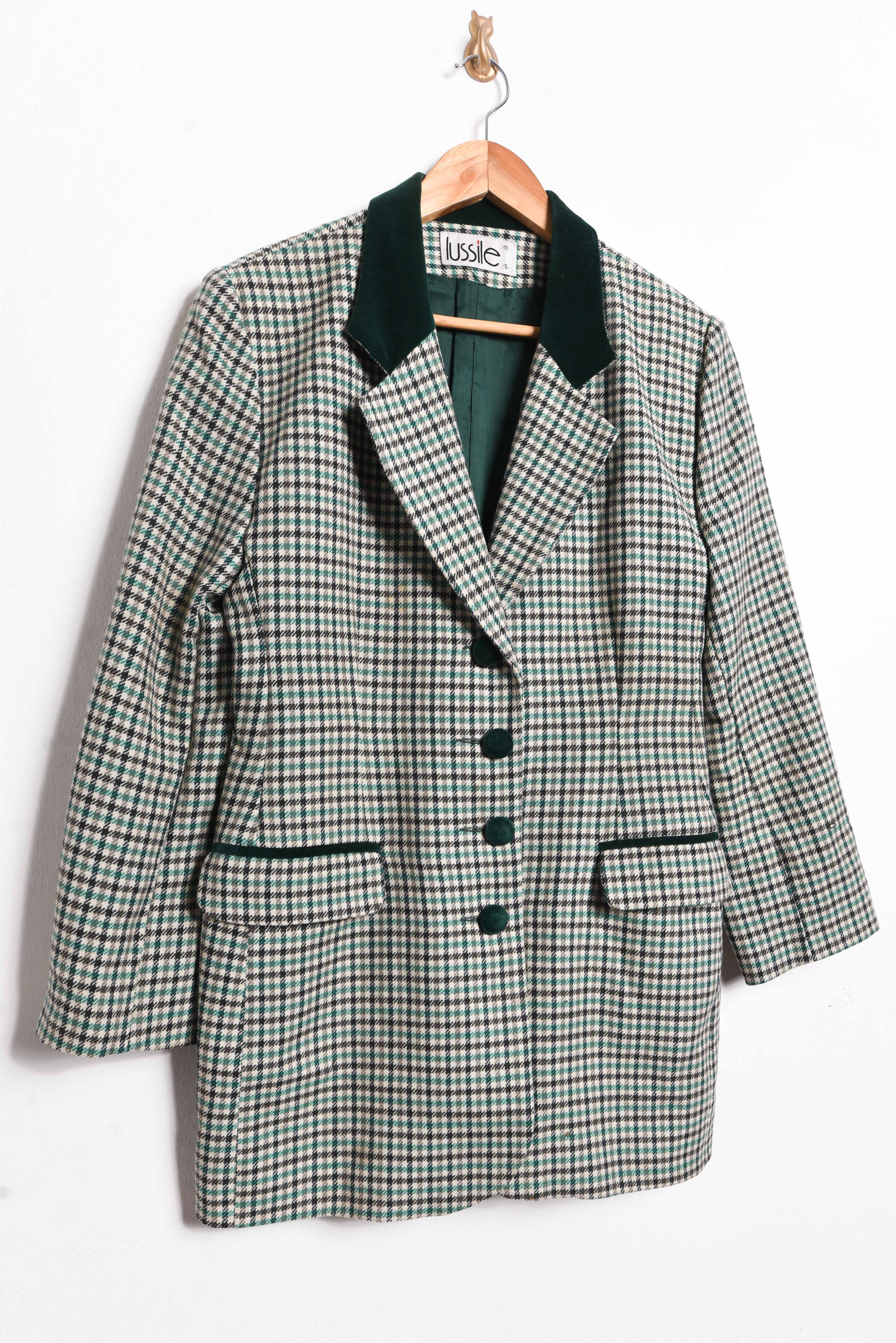 Conjunto blazer + gillet vintage verde y velvet