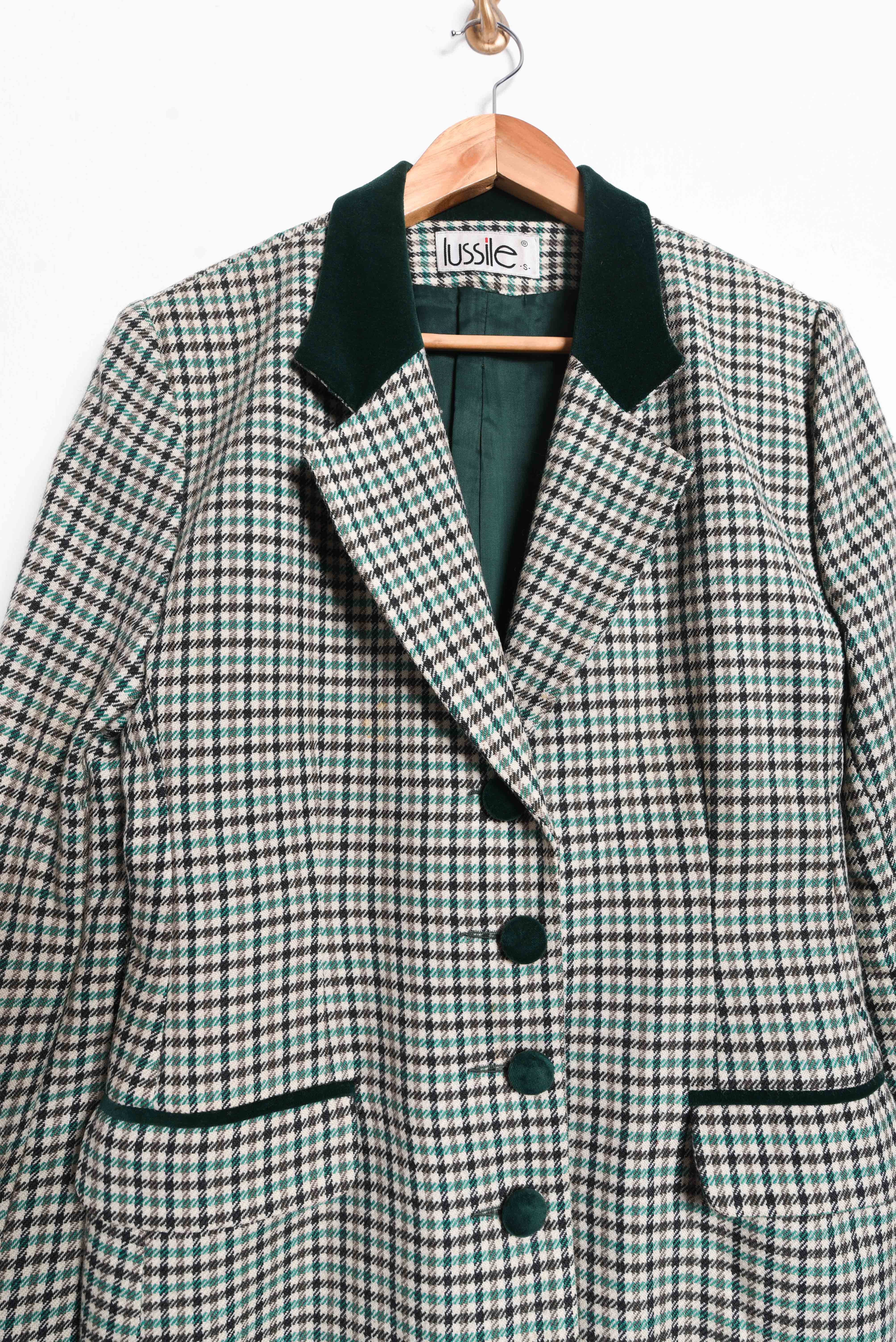 Conjunto blazer + gillet vintage verde y velvet