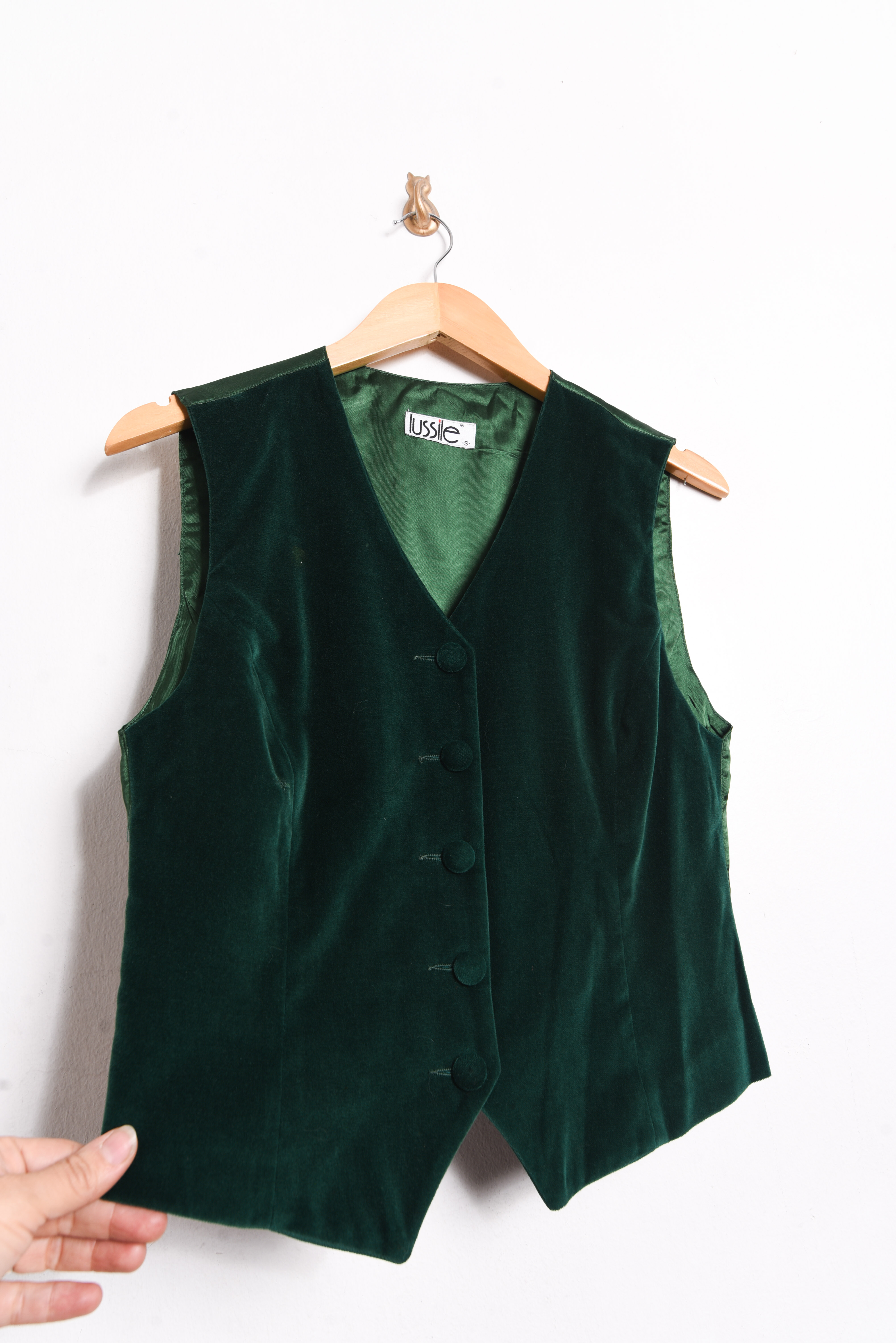 Conjunto blazer + gillet vintage verde y velvet