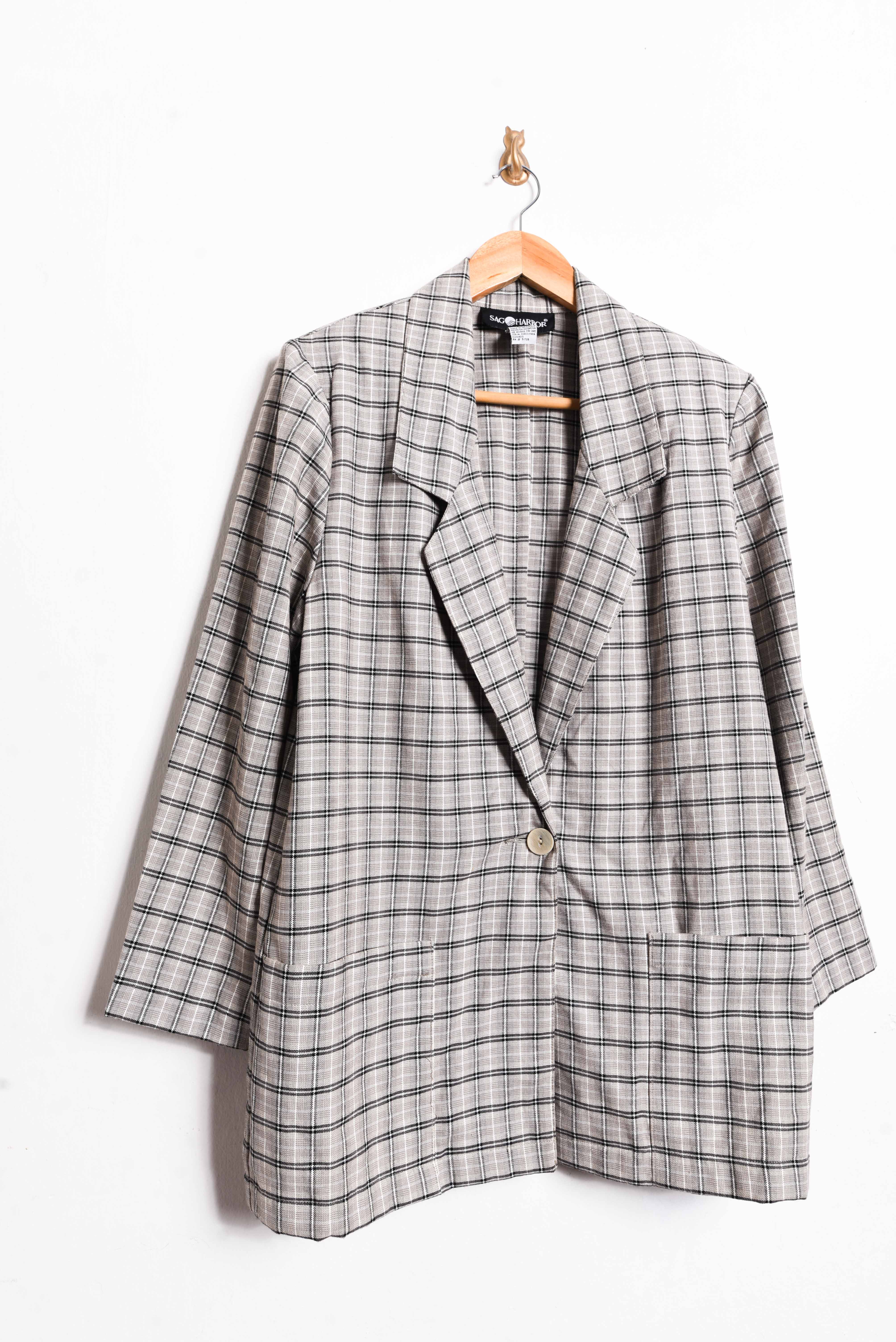 Blazer gris tartán 90s