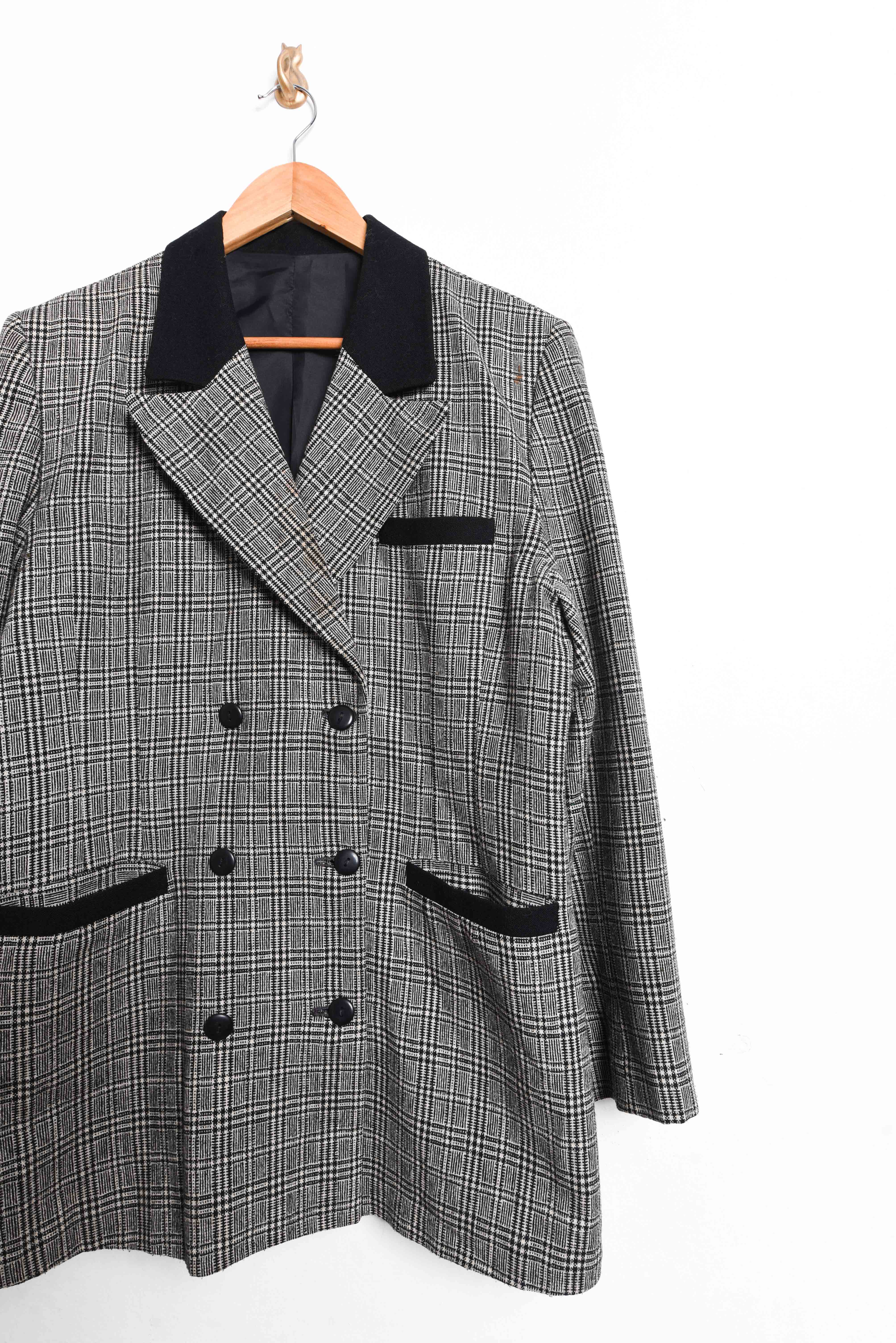 Blazer gris Principe de Gales vintage lana