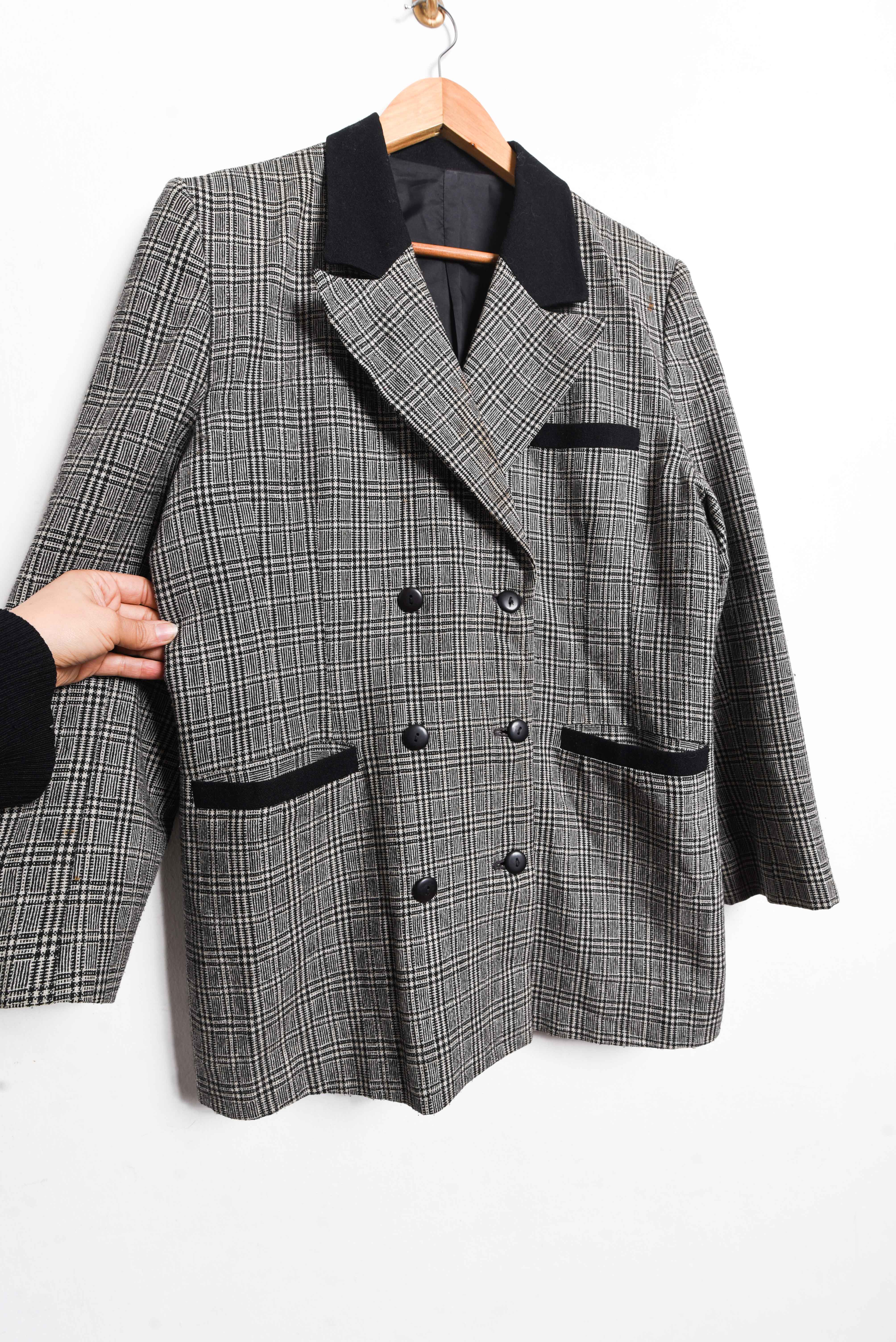Blazer gris Principe de Gales vintage lana